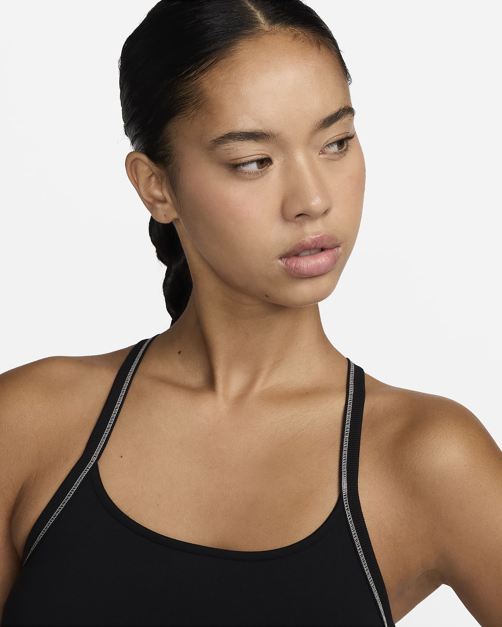 Nike One Fitted Women's Dri-FIT Cropped Tank Top - Black/Light Orewood Brown/Black