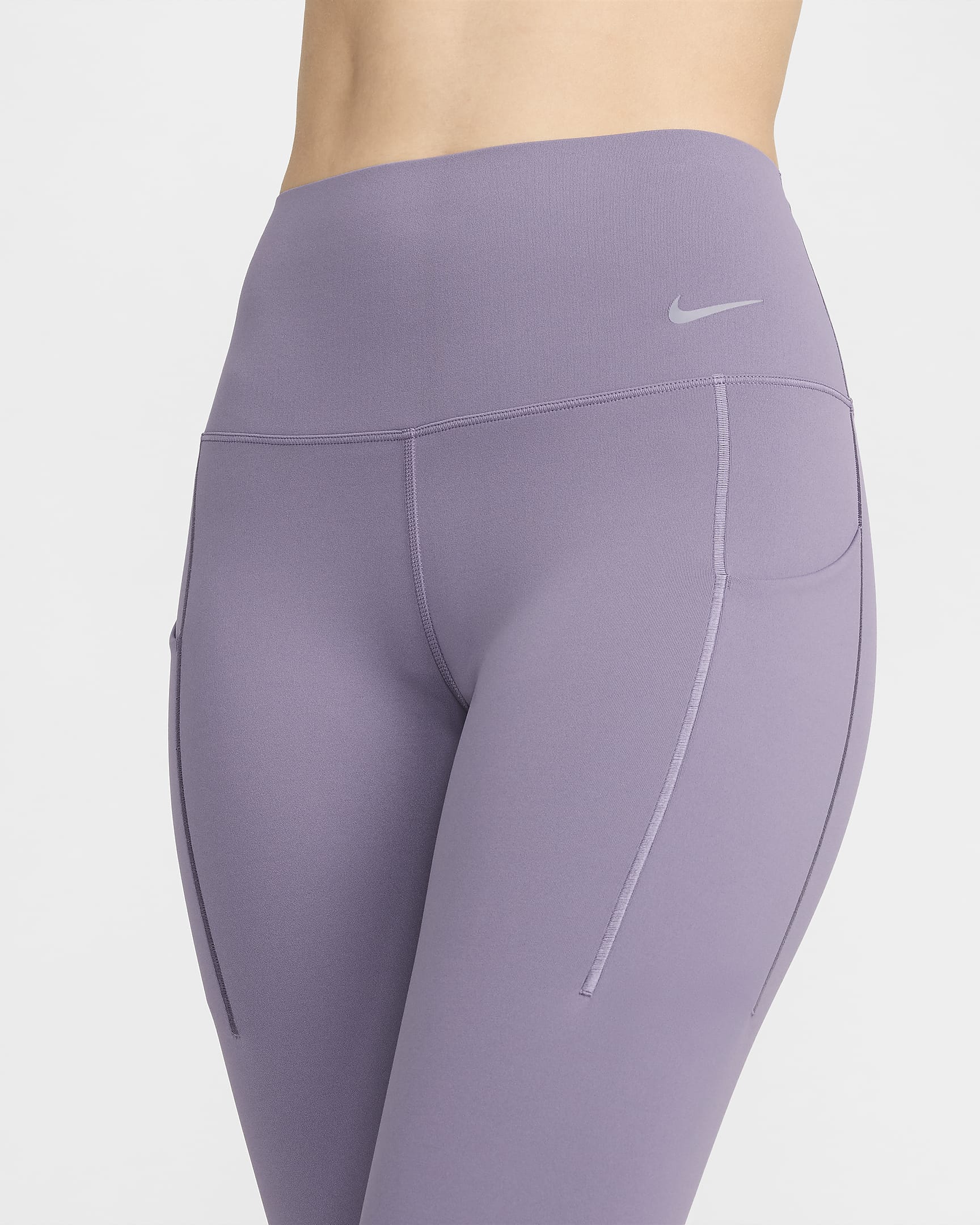 Nike Universa leggings i 7/8 lengde med middels støtte, høyt liv og lommer til dame - Daybreak/Svart