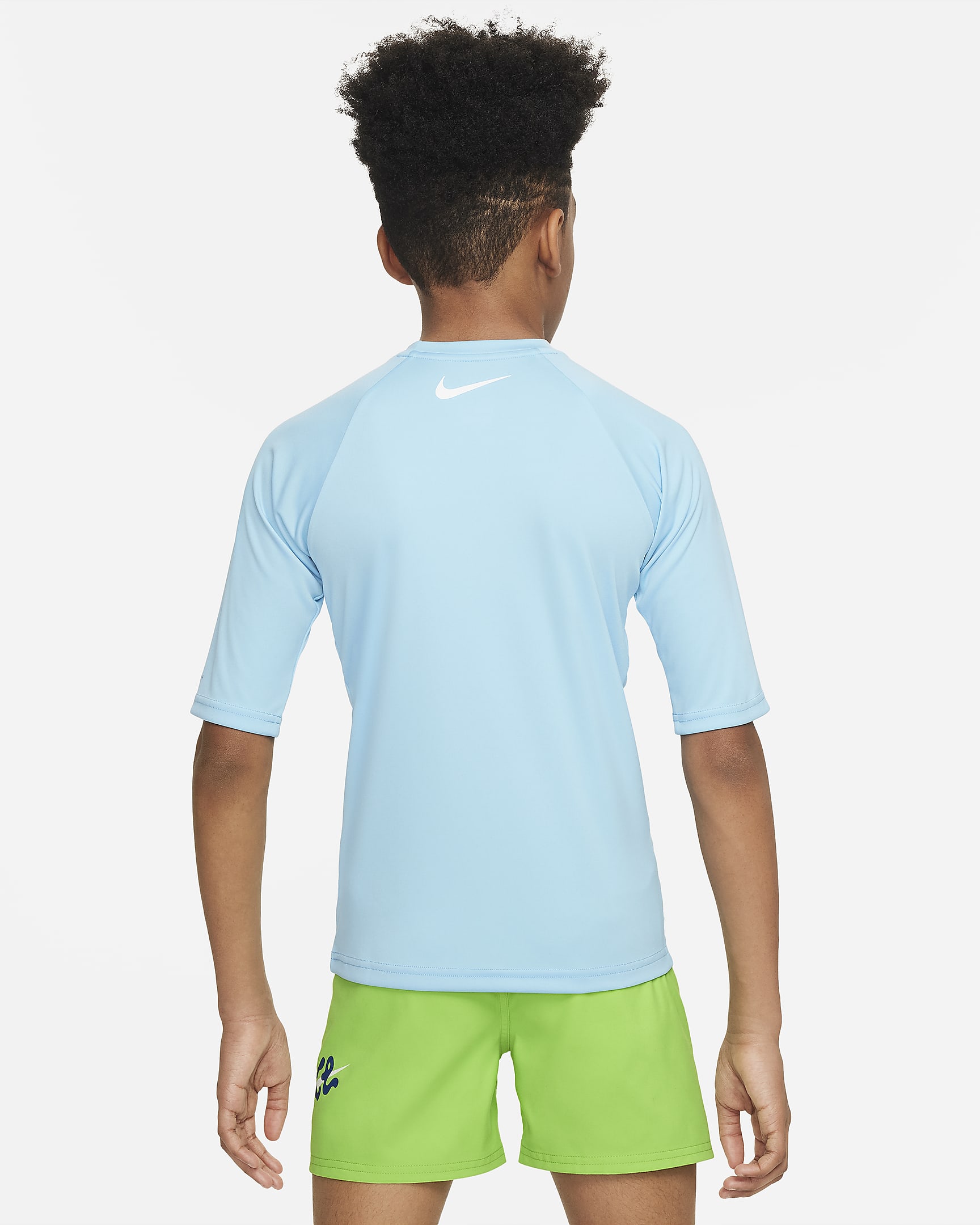 Camiseta Hydroguard de manga corta para niño talla grande Nike Swim Scribble - Azul acuario