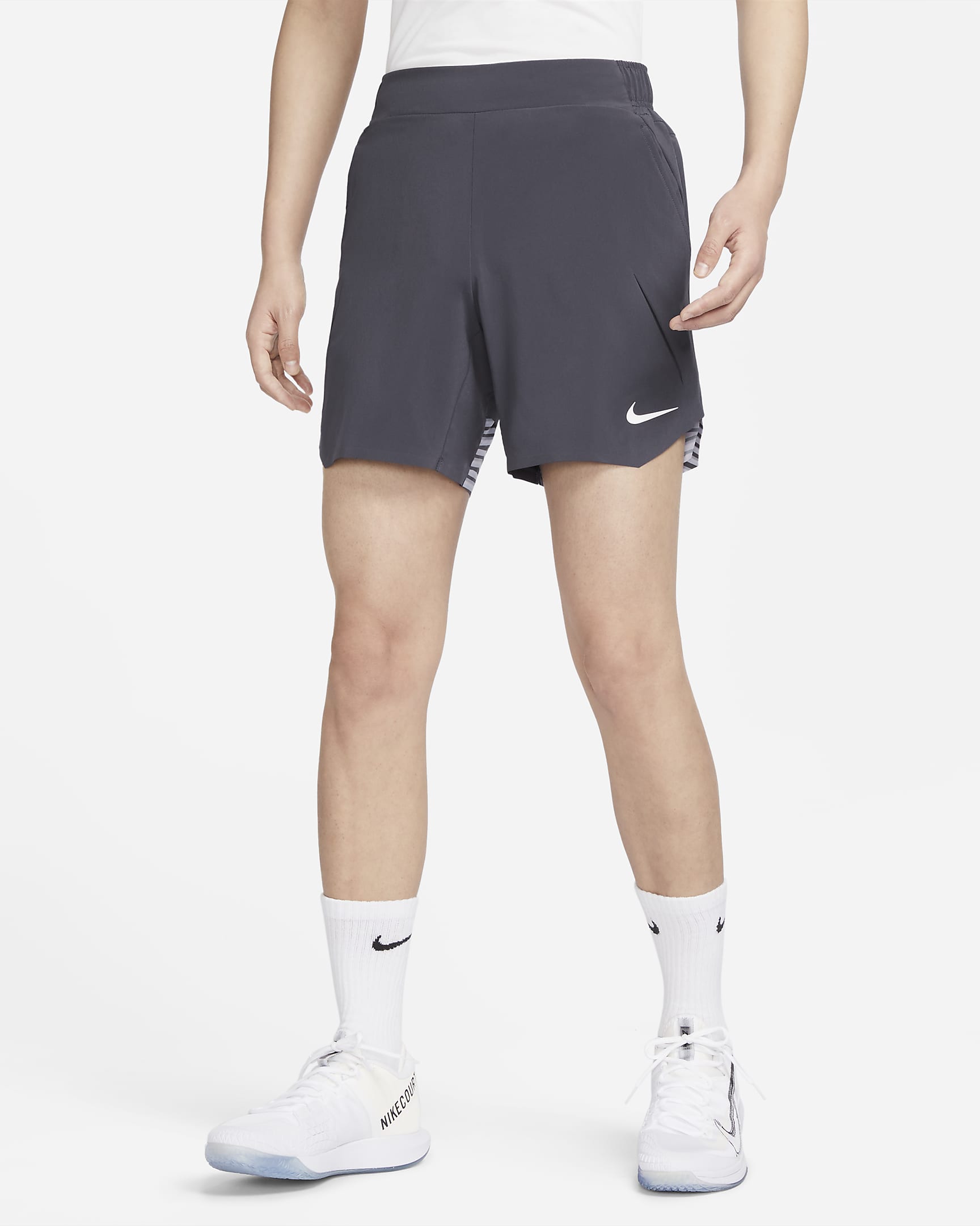 NikeCourt Dri-FIT Slam 男款網球短褲 - Gridiron/白色