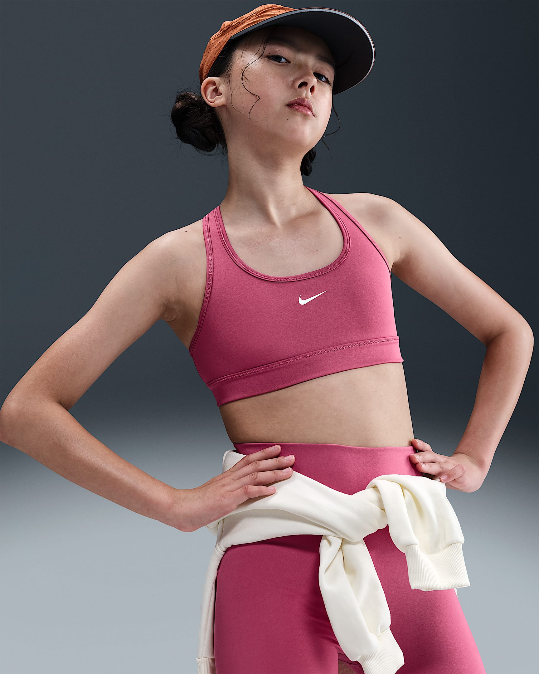 Nike Swoosh Girls' Sports Bra - Sweet Beet/White