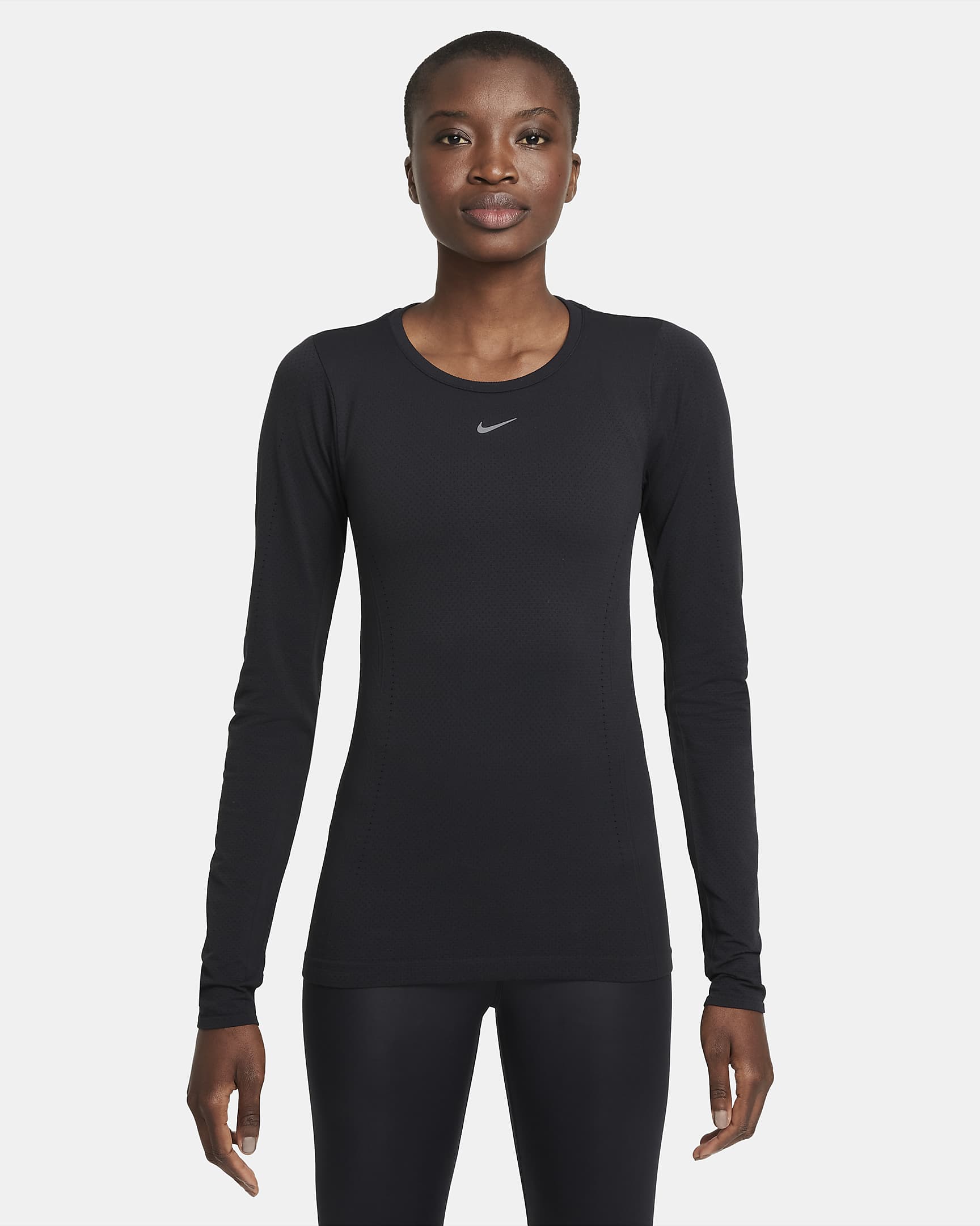 Playera de entrenamiento de manga larga y ajuste entallado para mujer Nike Dri-FIT ADV Aura - Negro