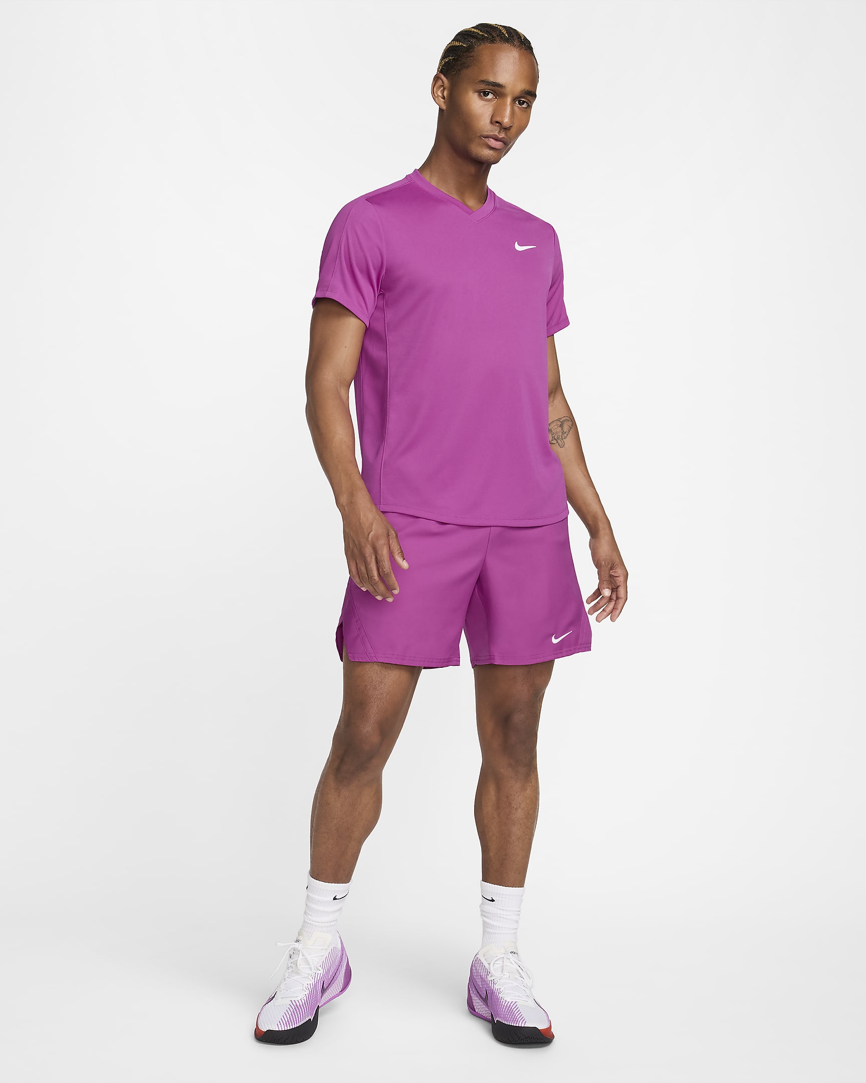 NikeCourt Victory Men's Dri-FIT 18cm (approx.) Tennis Shorts - Hot Fuchsia/White