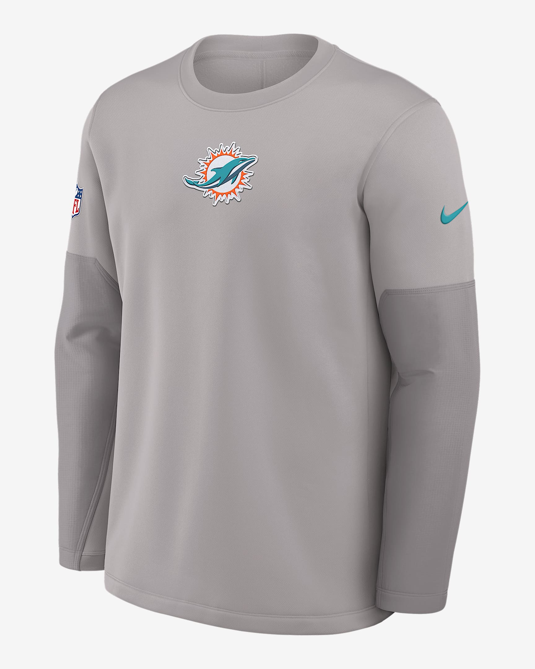 Miami Dolphins Scripted To Win Sideline Coach Men's Nike Therma-FIT NFL Long-Sleeve T-Shirt - Grey