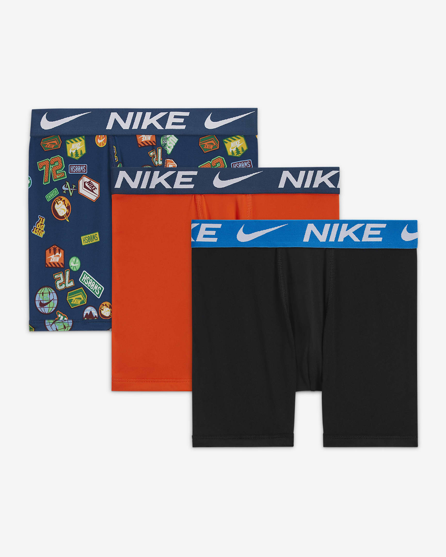 Nike Dri-FIT Essentials Big Kids' Printed Boxer Briefs (3-Pack) - Midnight Navy