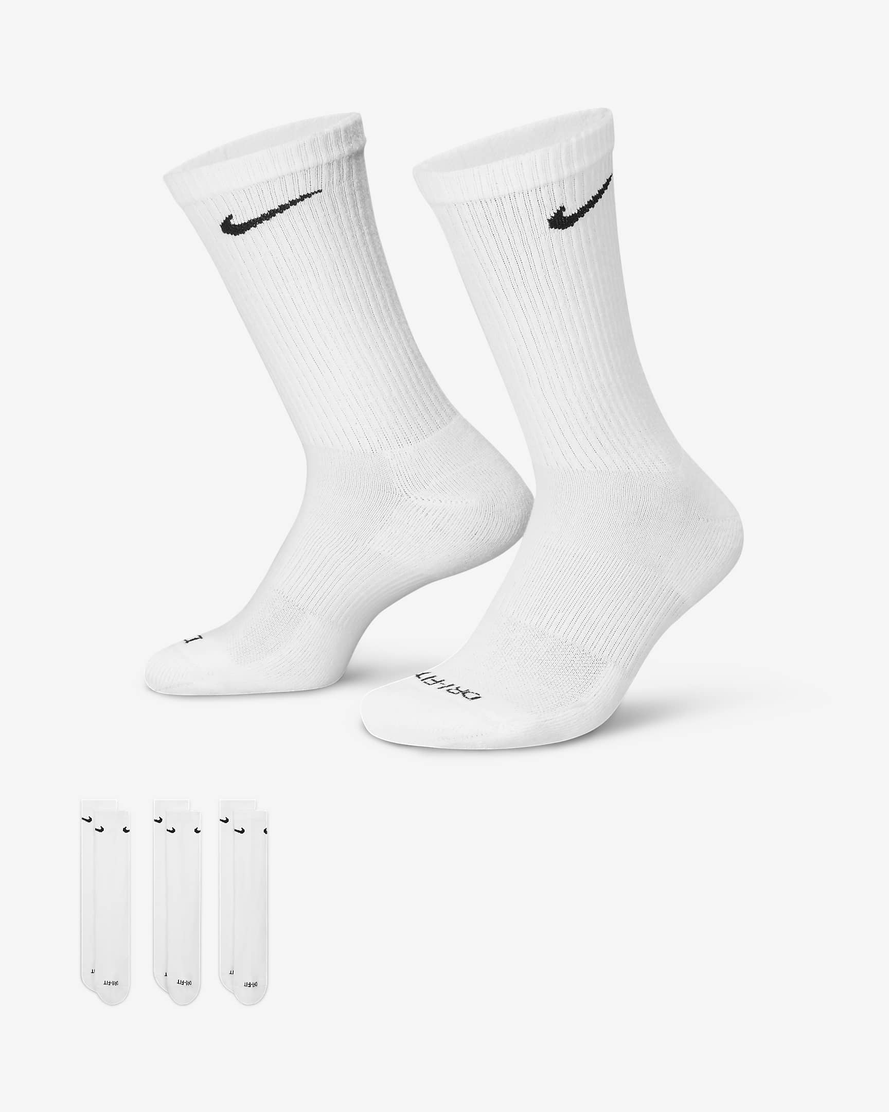 Nike Everyday Plus Cushioned Training Crew Socks (3 Pairs) - White/Black