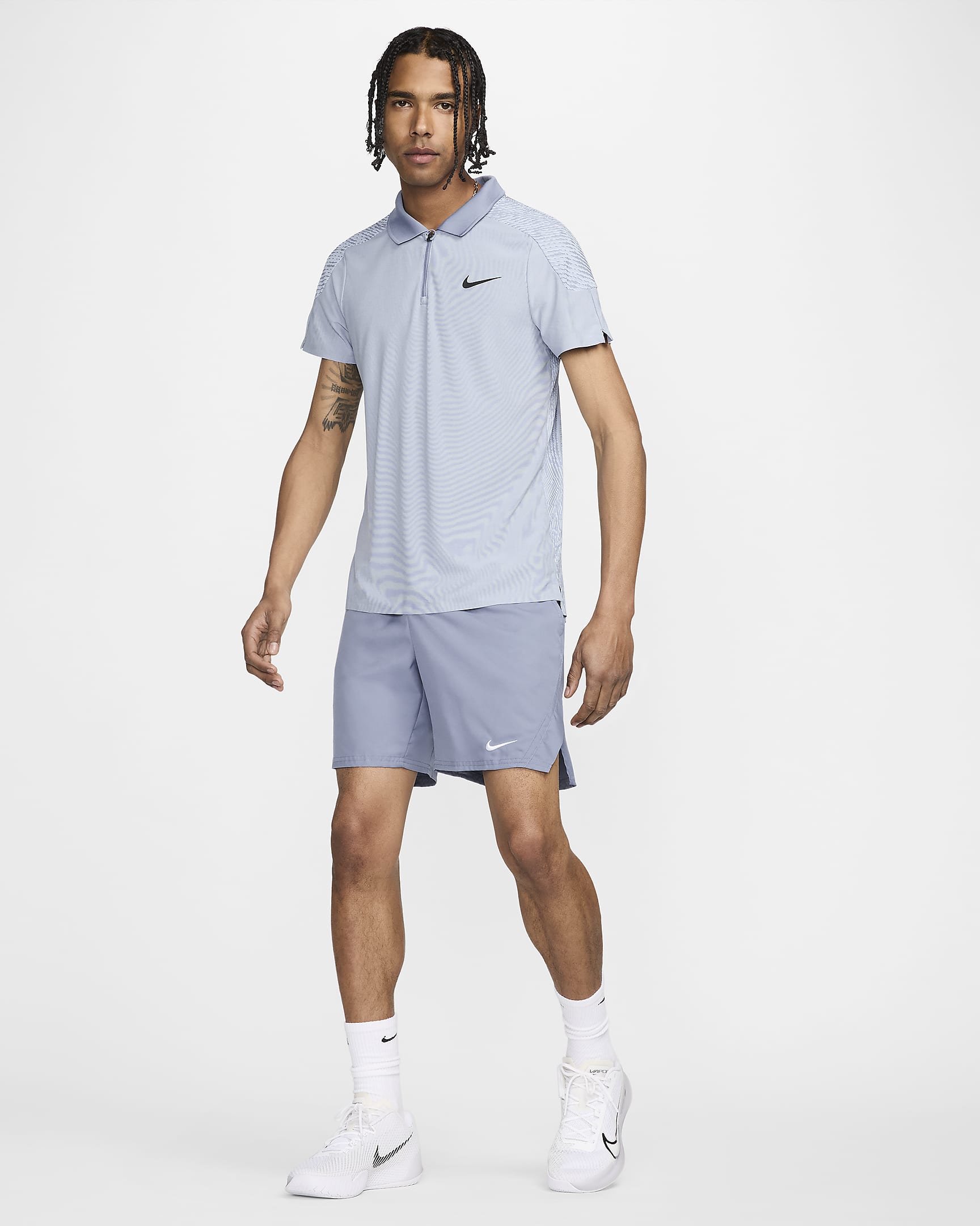 Nike Slam Dri-FIT ADV tennispolo voor heren - Light Armory Blue/Ashen Slate/Zwart