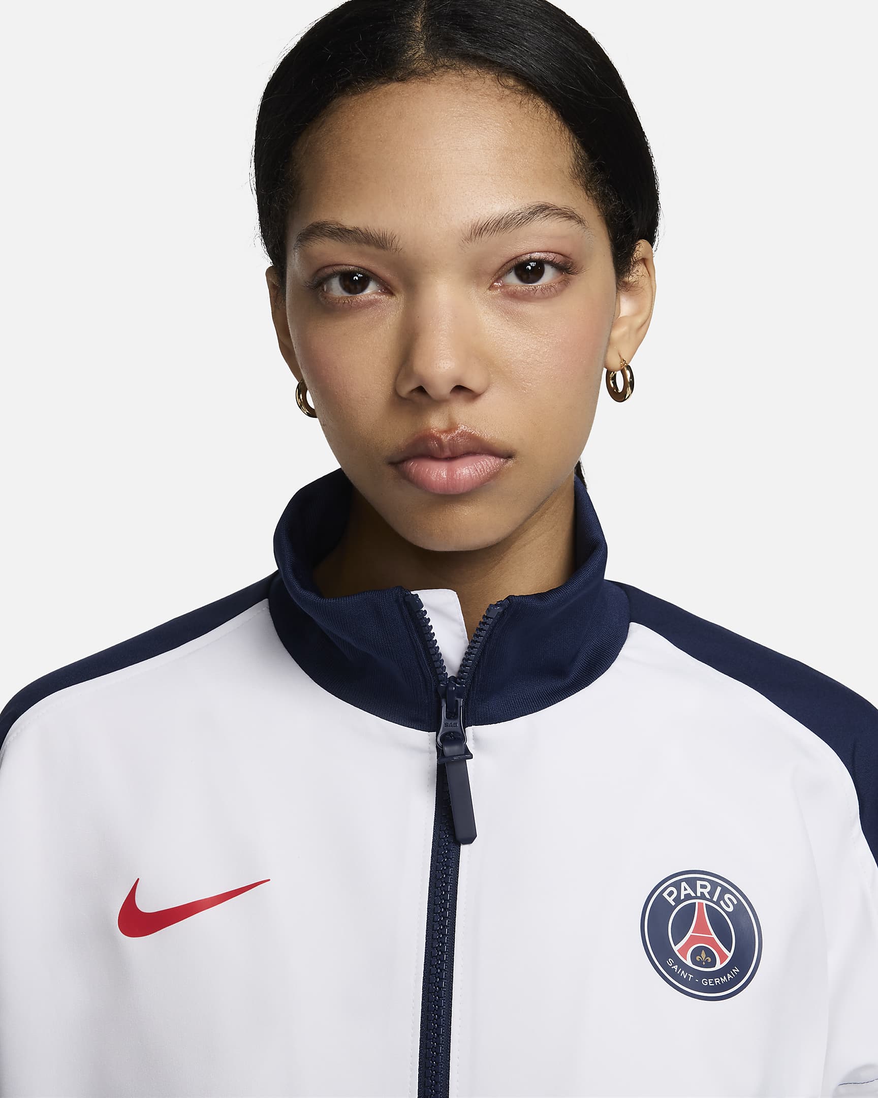París Saint-Germain Strike Chaqueta de fútbol Nike Dri-FIT - Mujer - Blanco/Midnight Navy/University Red/University Red