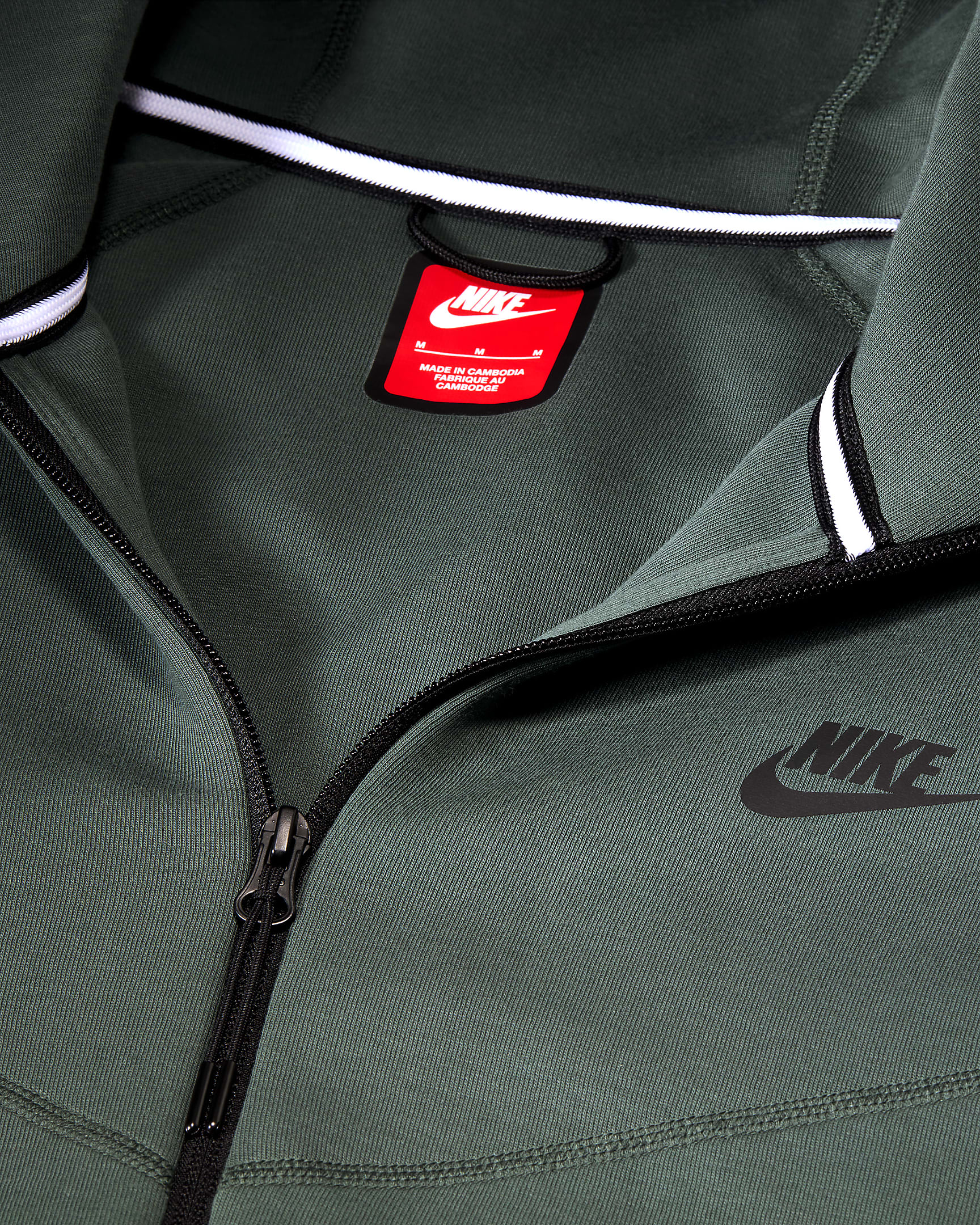 Sudadera con gorro de cierre completo para hombre Nike Sportswear Tech Fleece Windrunner - Verde vintage/Negro