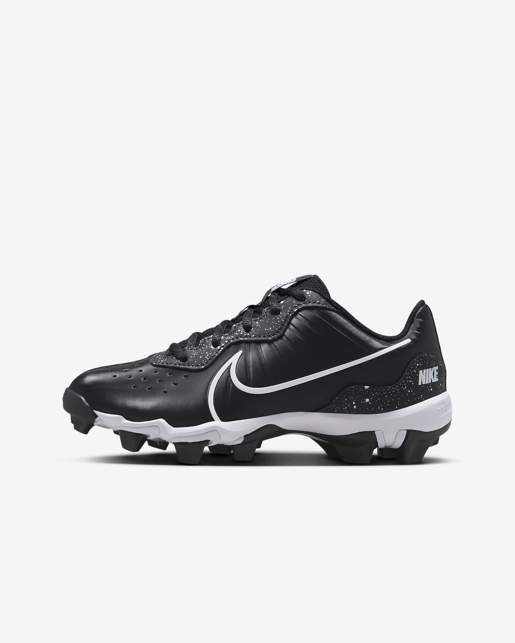 Tacos de béisbol para niños talla pequeña/grande Nike Alpha Huarache 4 Keystone - Negro/Gris humo oscuro/Blanco