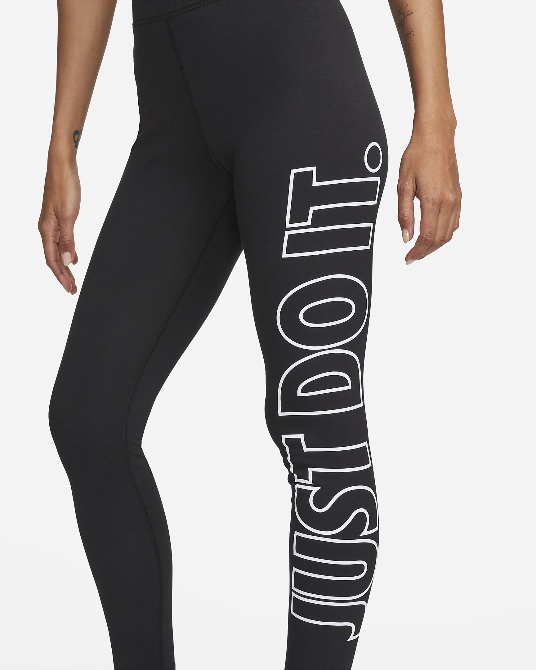 Leggings de tiro alto con gráficos para mujer Nike Sportswear Classics - Negro/Blanco