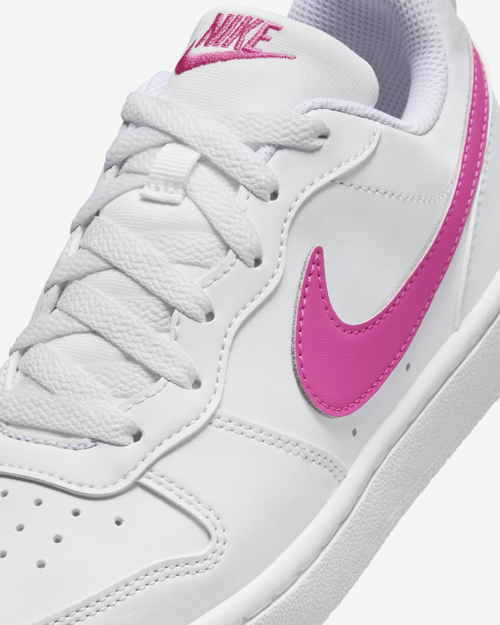 Nike Court Borough 低筒 Recraft 大童鞋款 - 白色/Laser Fuchsia