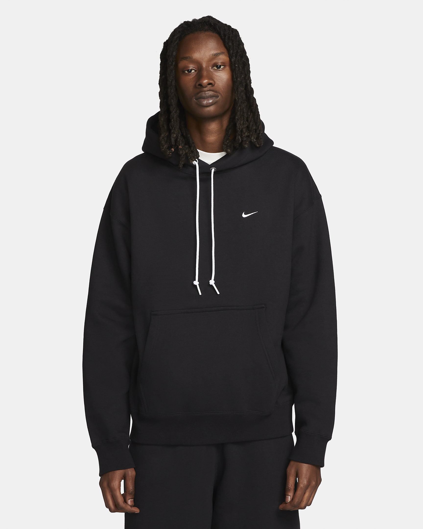 Nike Solo Swoosh Men's Fleece Pullover Hoodie - Black/White