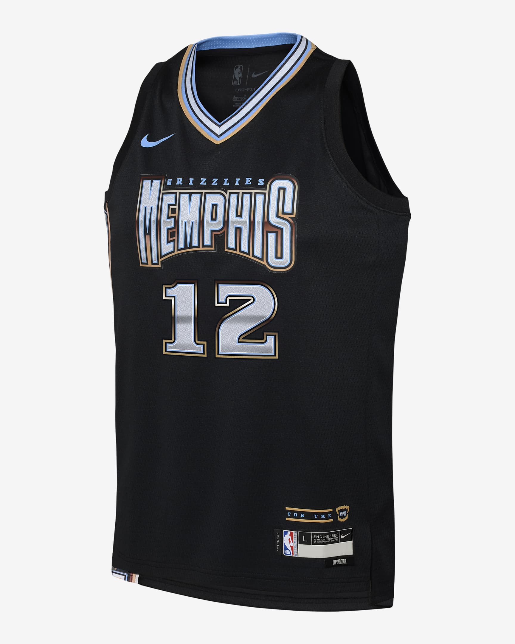 Camisola NBA Swingman Nike Dri-FIT Ja Morant Memphis Grizzlies City Edition Júnior - Preto