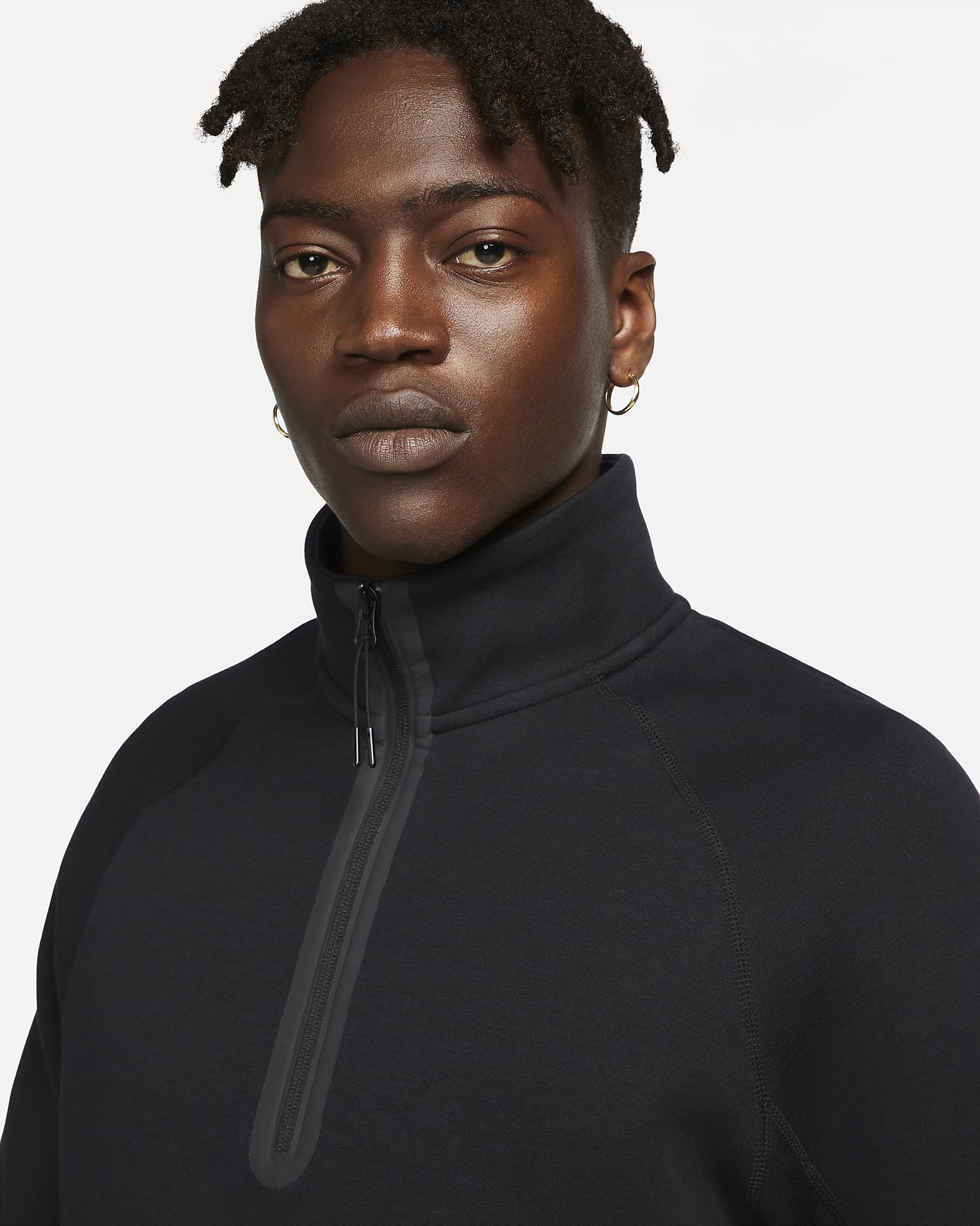 Tröja Nike Sportswear Tech Fleece med halv dragkedja för män - Svart/Svart