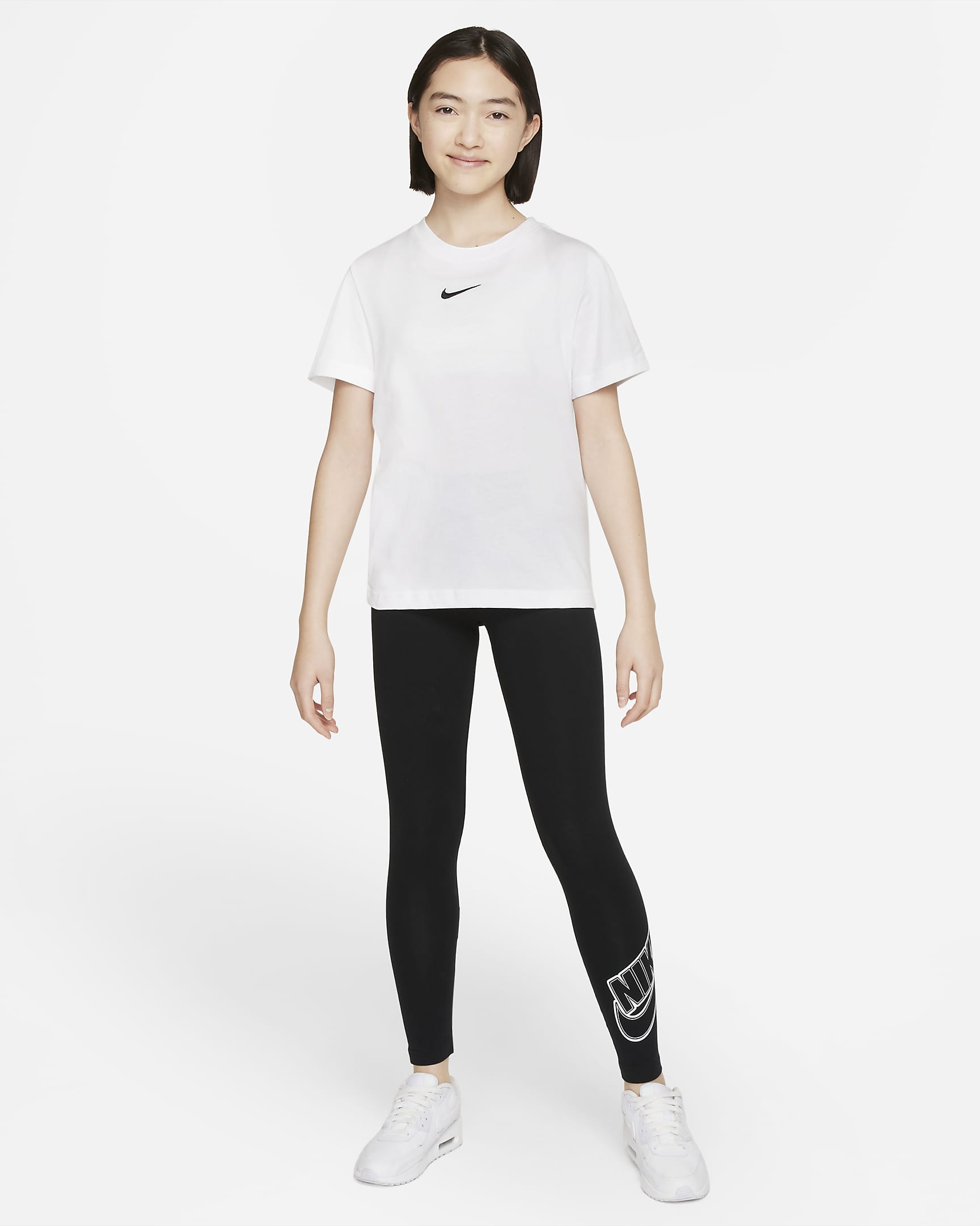 Nike Sportswear T-skjorte til store barn (jente) - Hvit/Svart