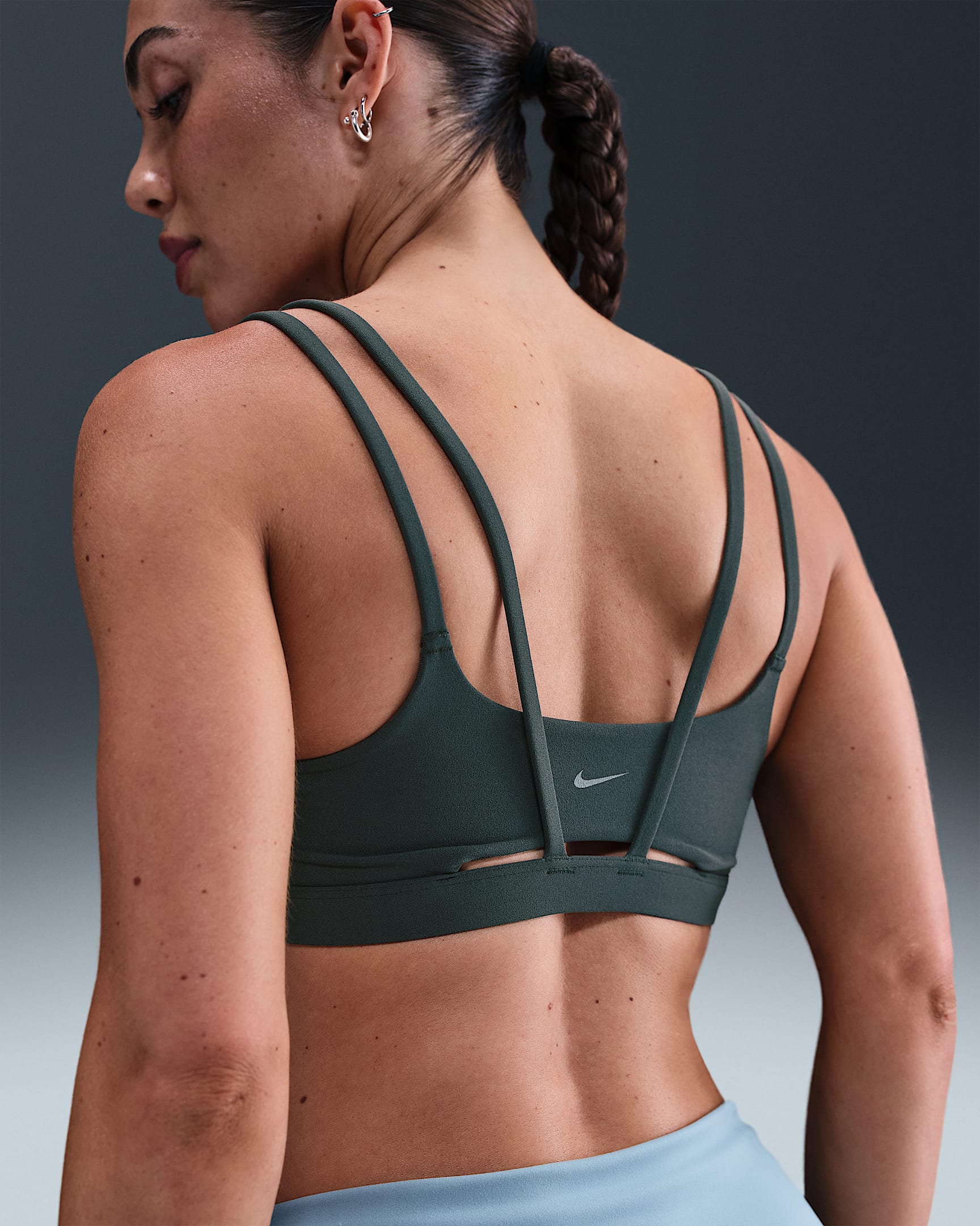 Nike Zenvy Strappy Women's Light-Support Padded Sports Bra - Seaweed/White
