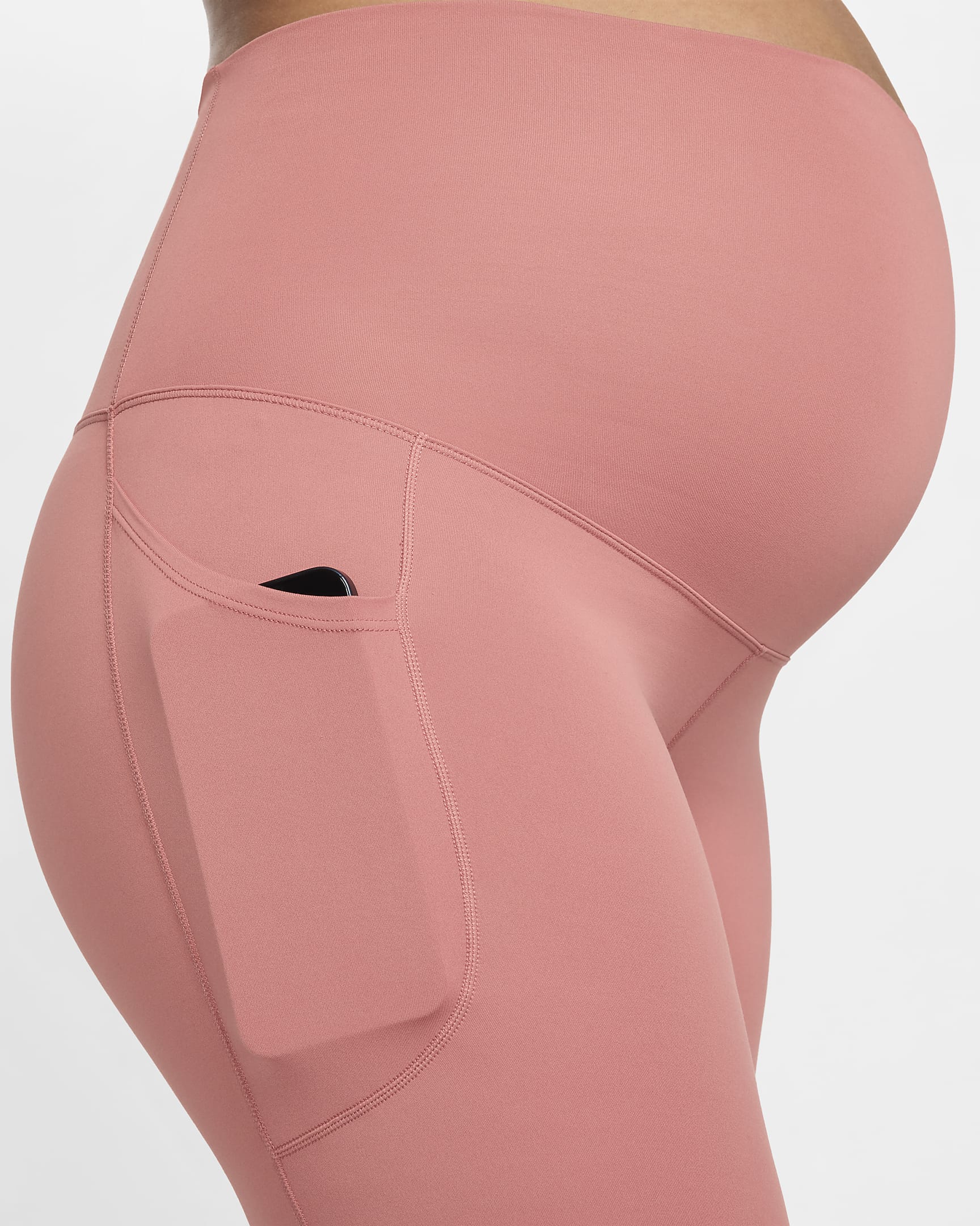 Nike (M) One Dri-FIT bikershorts met hoge taille en zakken voor dames (20 cm, zwangerschapskleding) - Canyon Pink