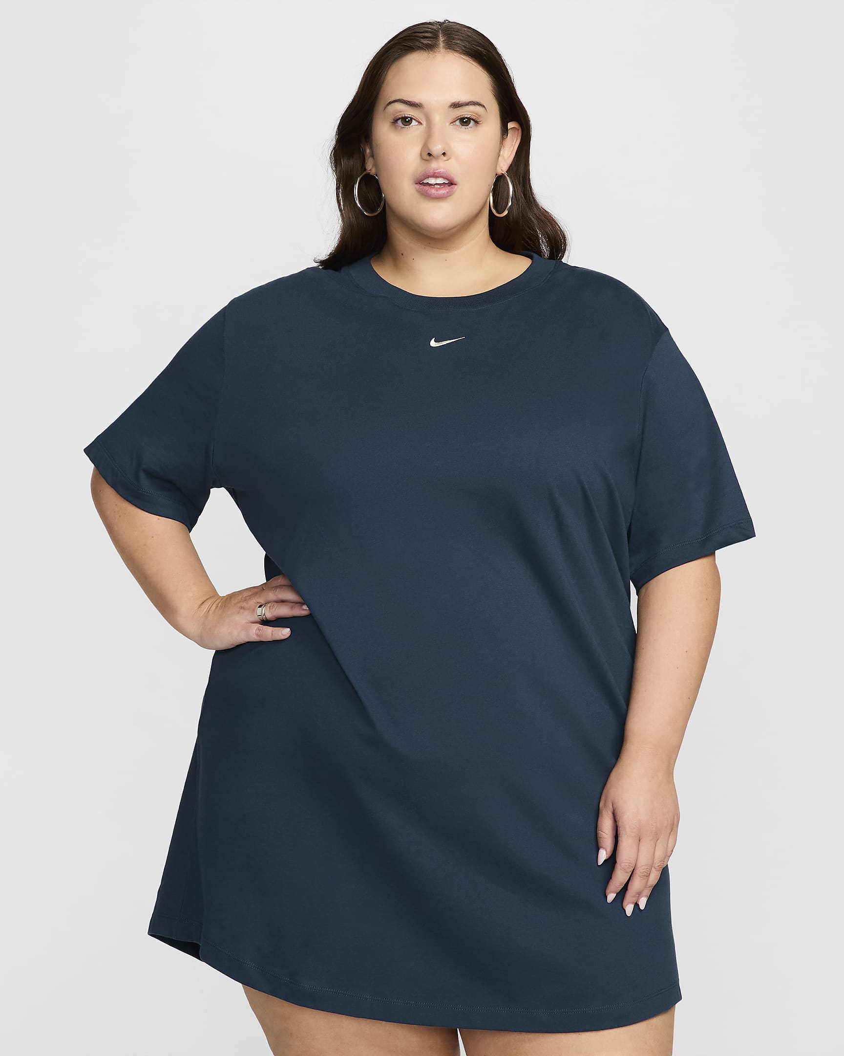 Nike Sportswear Essential Women's Short-Sleeve T-Shirt Dress (Plus Size) - Armory Navy/Sail