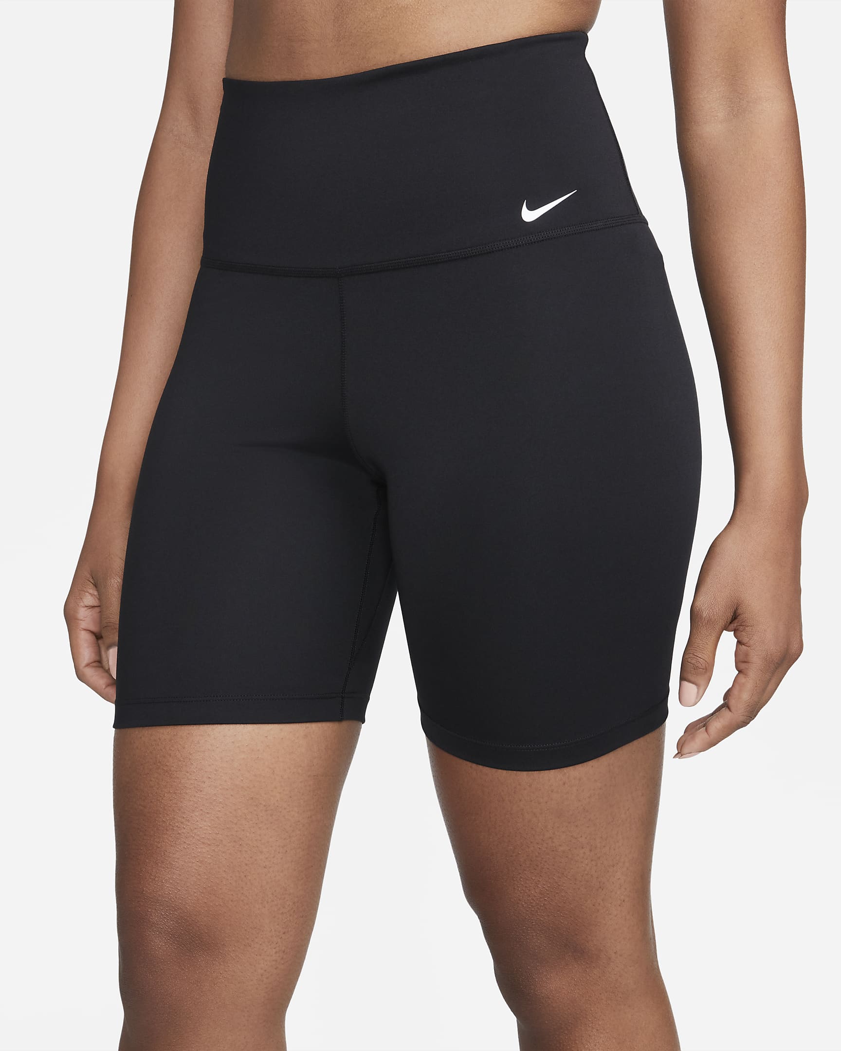 Nike Dri-FIT One Biker-Shorts mit hohem Taillenbund für Damen (ca. 18 cm) - Schwarz/Weiß