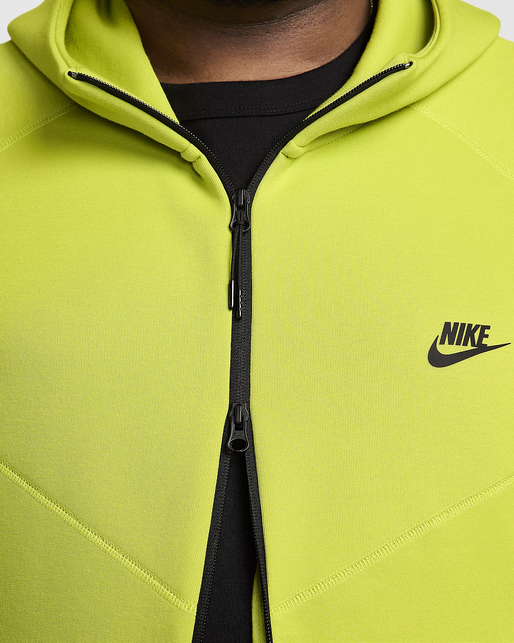 Sudadera con gorro de cierre completo para hombre Nike Sportswear Tech Fleece Windrunner - Cactus brillante/Negro