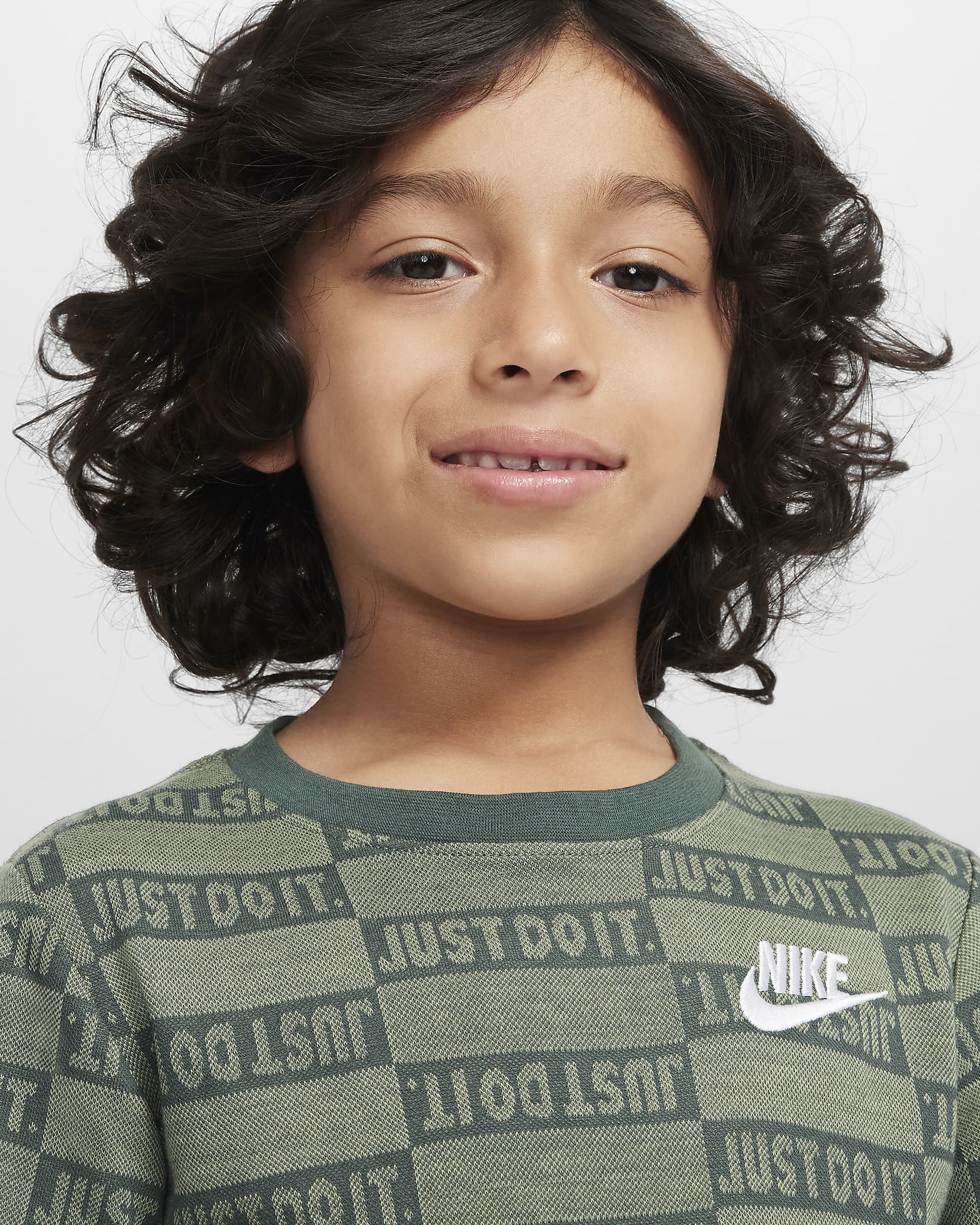 Nike "Just Do It" Little Kids' Jacquard T-Shirt - Oil Green