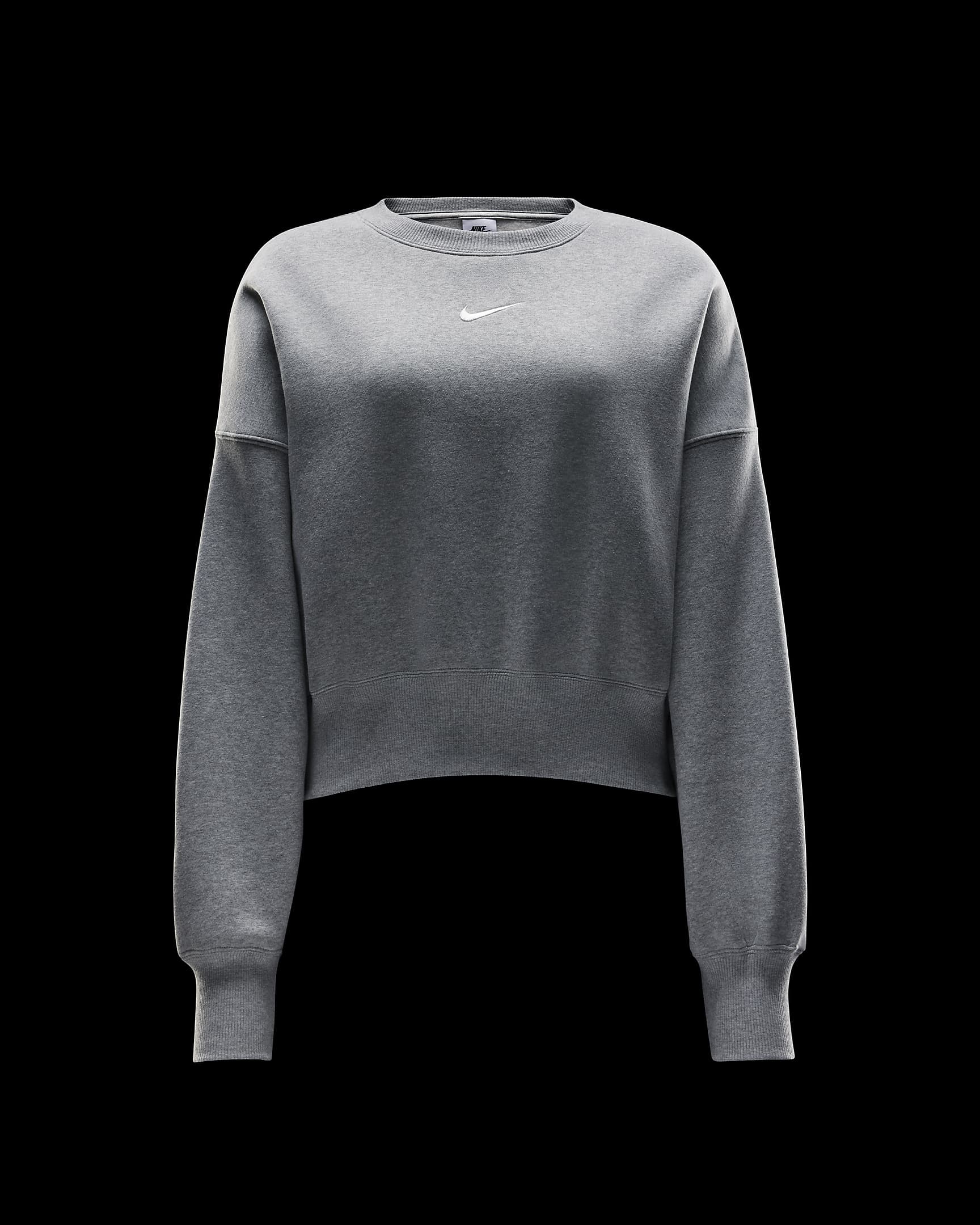 Nike Sportswear Phoenix Fleece Ekstra Bol Kesimli Sıfır Yakalı Kadın Sweatshirt'ü - Dark Grey Heather/Sail