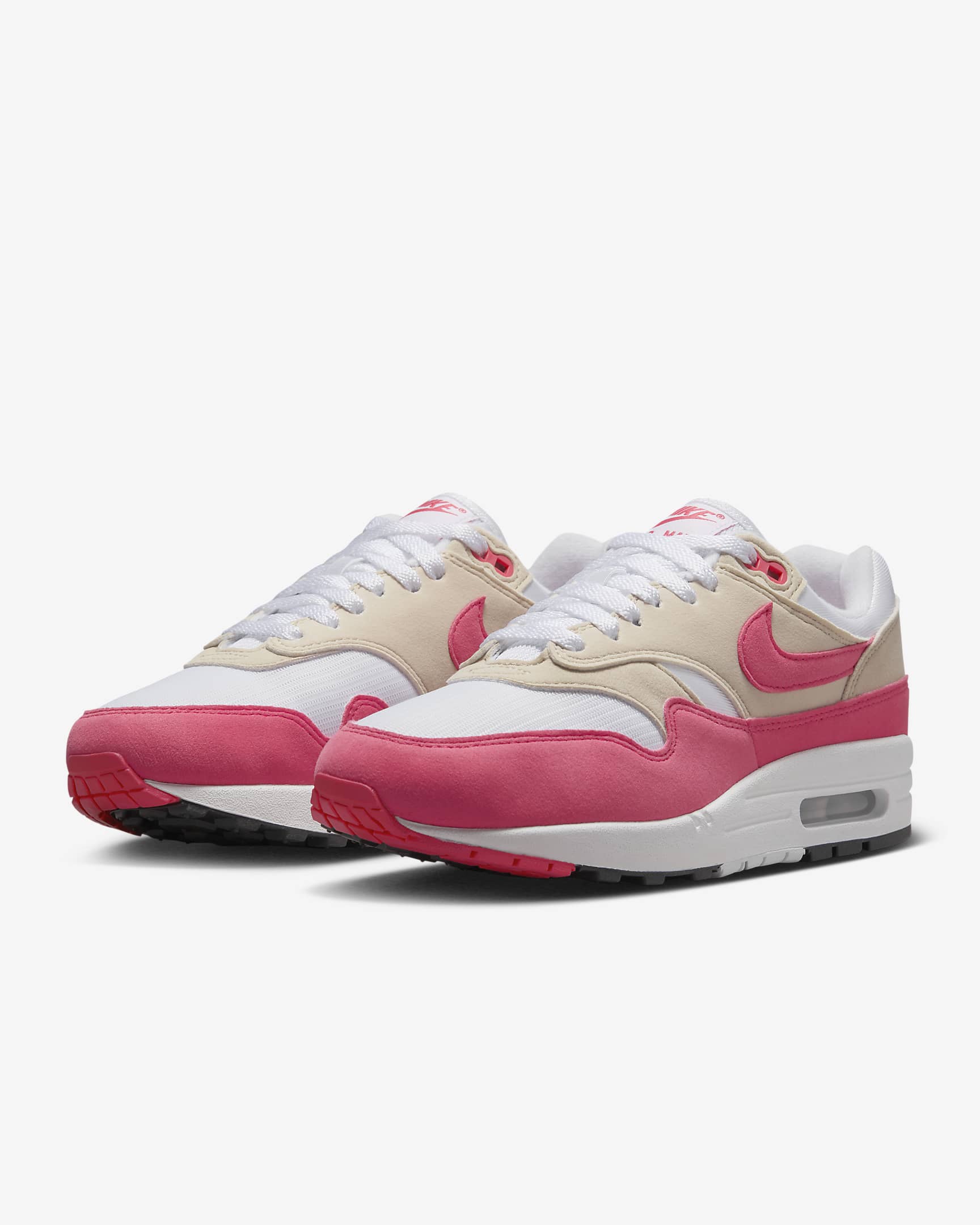 Buty damskie Nike Air Max 1 - Biel/Light Orewood Brown/Czerń/Aster Pink