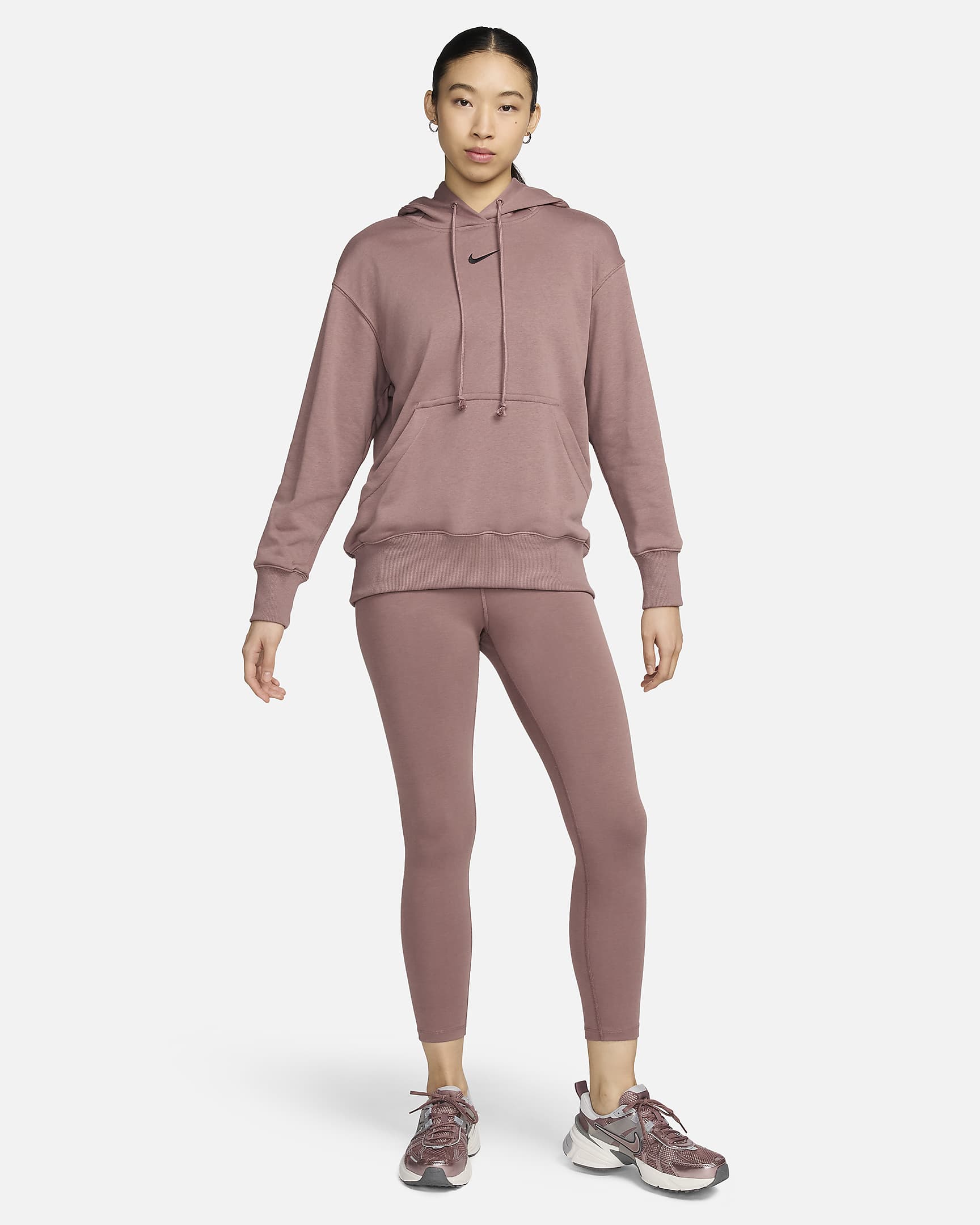 Nike Sportswear Phoenix Fleece Women's Oversized Pullover French Terry Hoodie - Smokey Mauve/Black