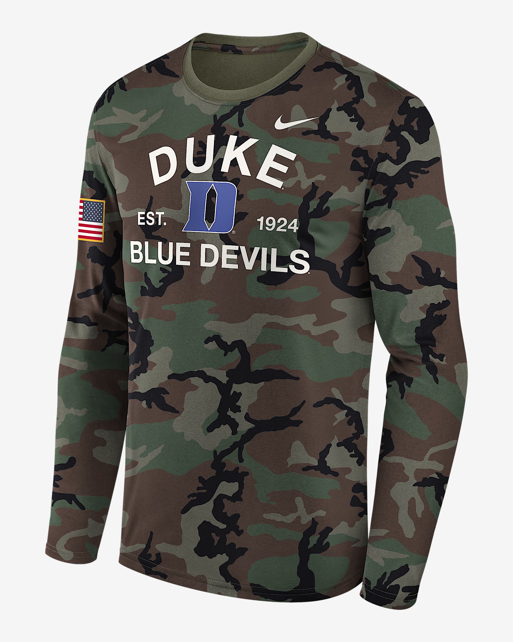 Duke 2025 Military Appreciation Legend Men's Nike Dri-FIT College Long-Sleeve T-Shirt - Olive