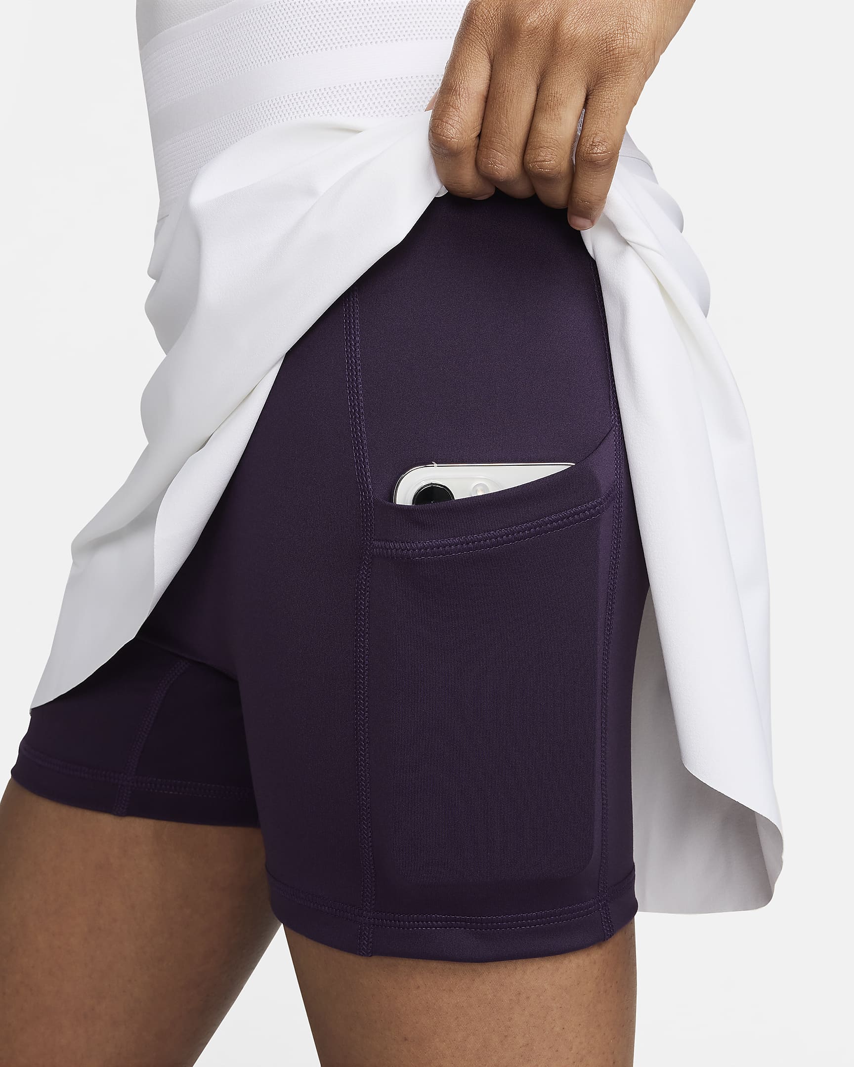 Falda de tenis Dri-FIT para mujer NikeCourt Slam - Blanco/Morado grandioso/Negro