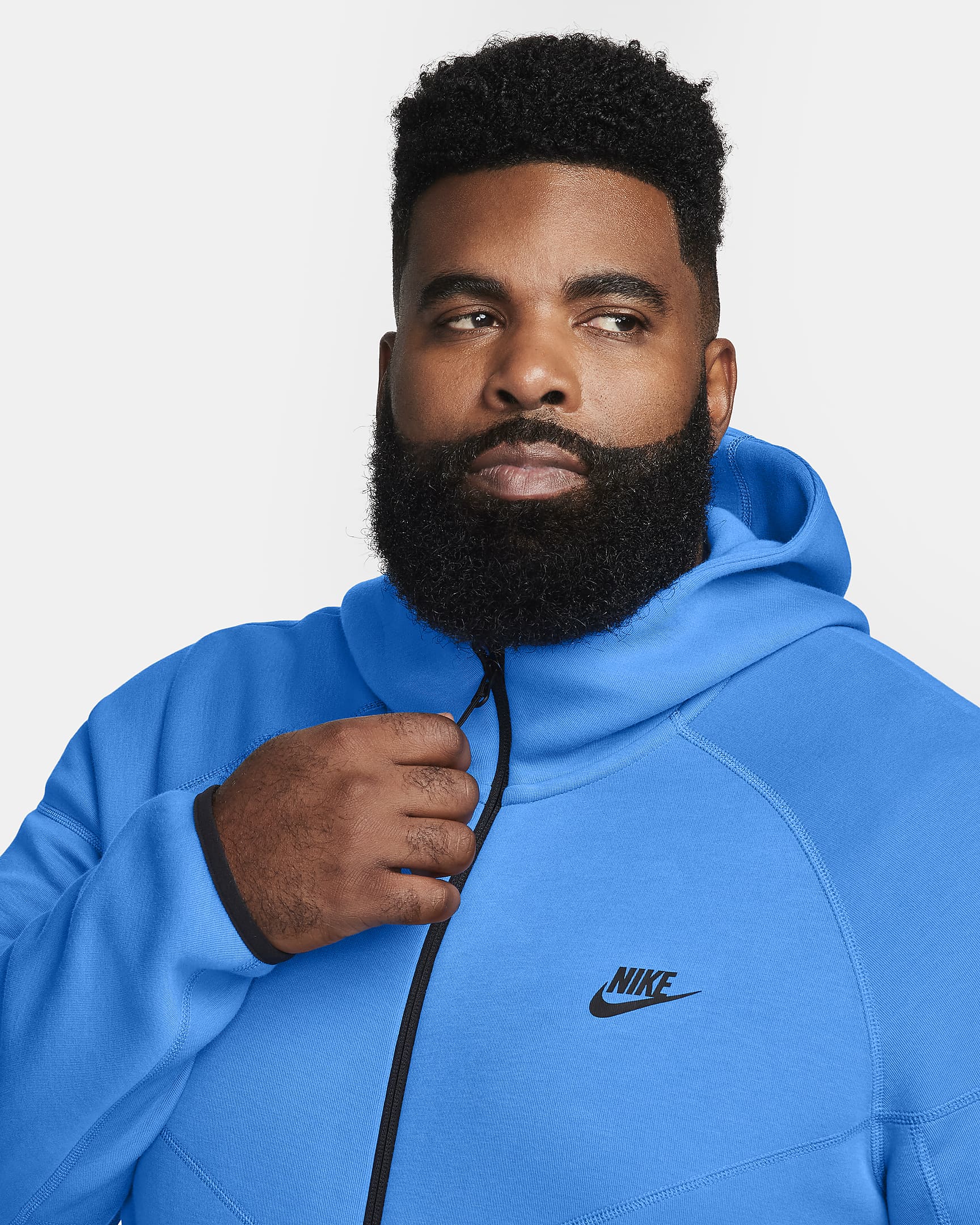 Ανδρική μπλούζα με κουκούλα και φερμουάρ Nike Sportswear Tech Fleece Windrunner - Light Photo Blue/Μαύρο