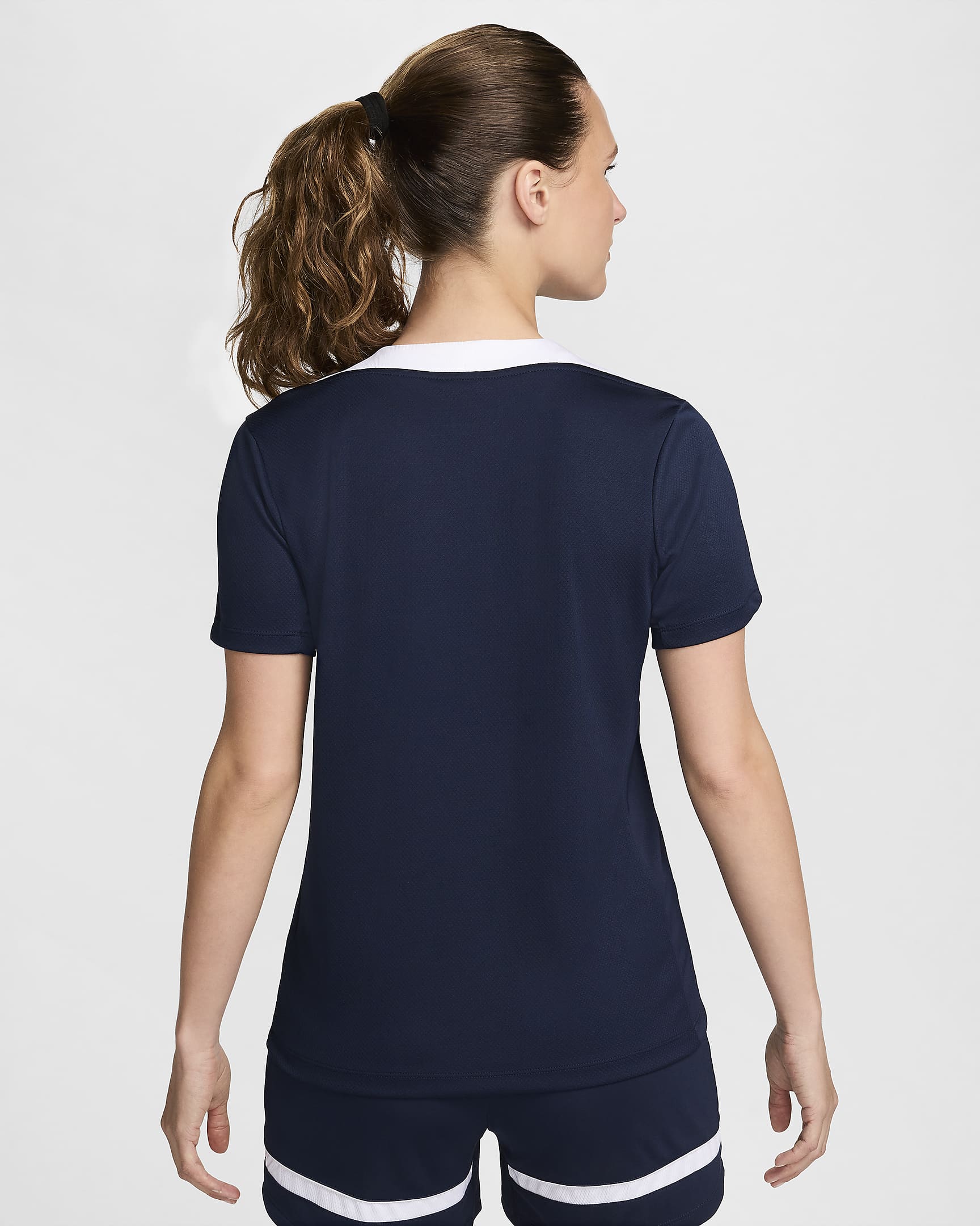 Haut de foot à manches courtes Dri-FIT Nike Strike pour femme - Obsidian/Blanc/Blanc