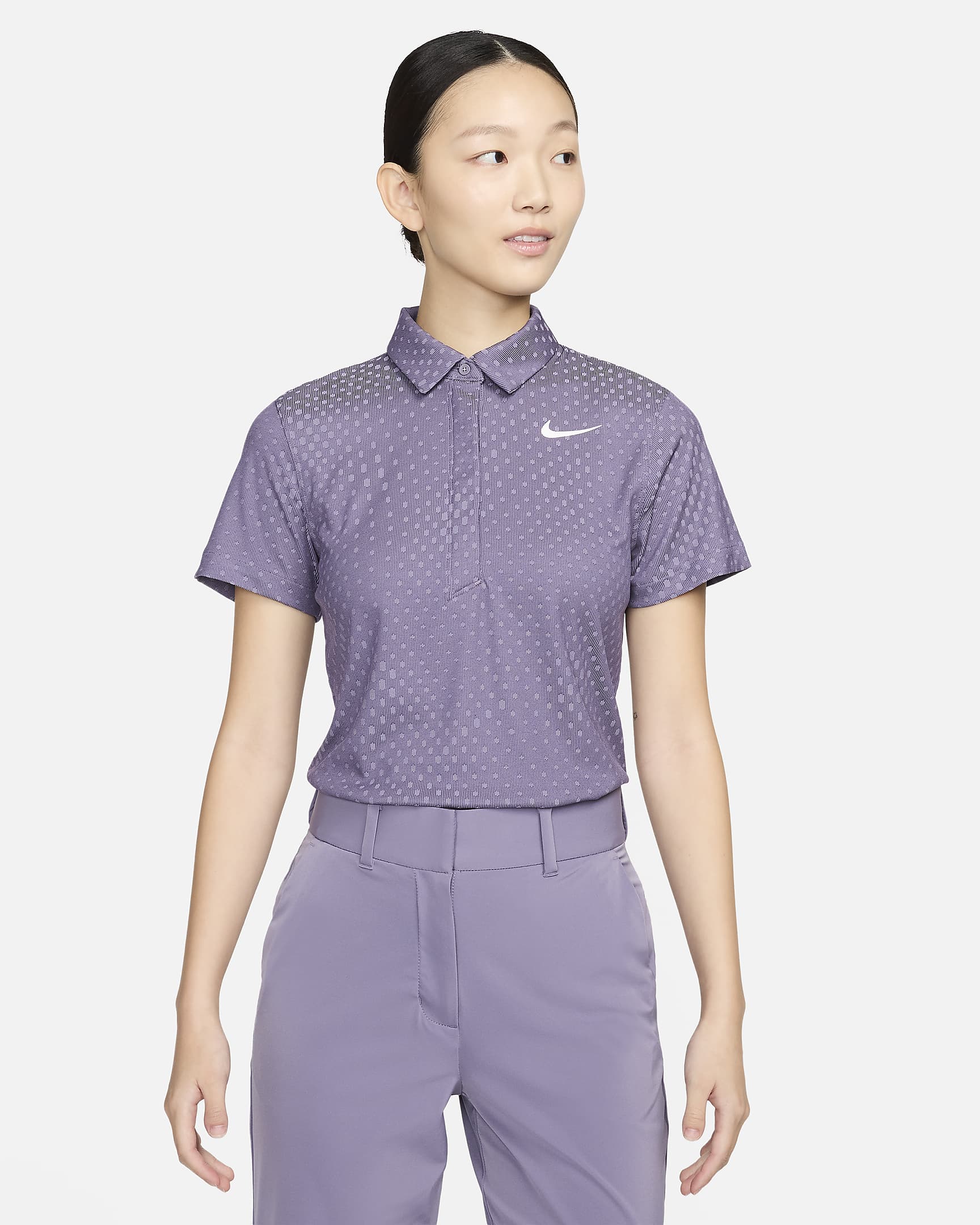 Nike Tour Women's Dri-FIT ADV Short-Sleeve Golf Polo - Canyon Purple/Daybreak/White