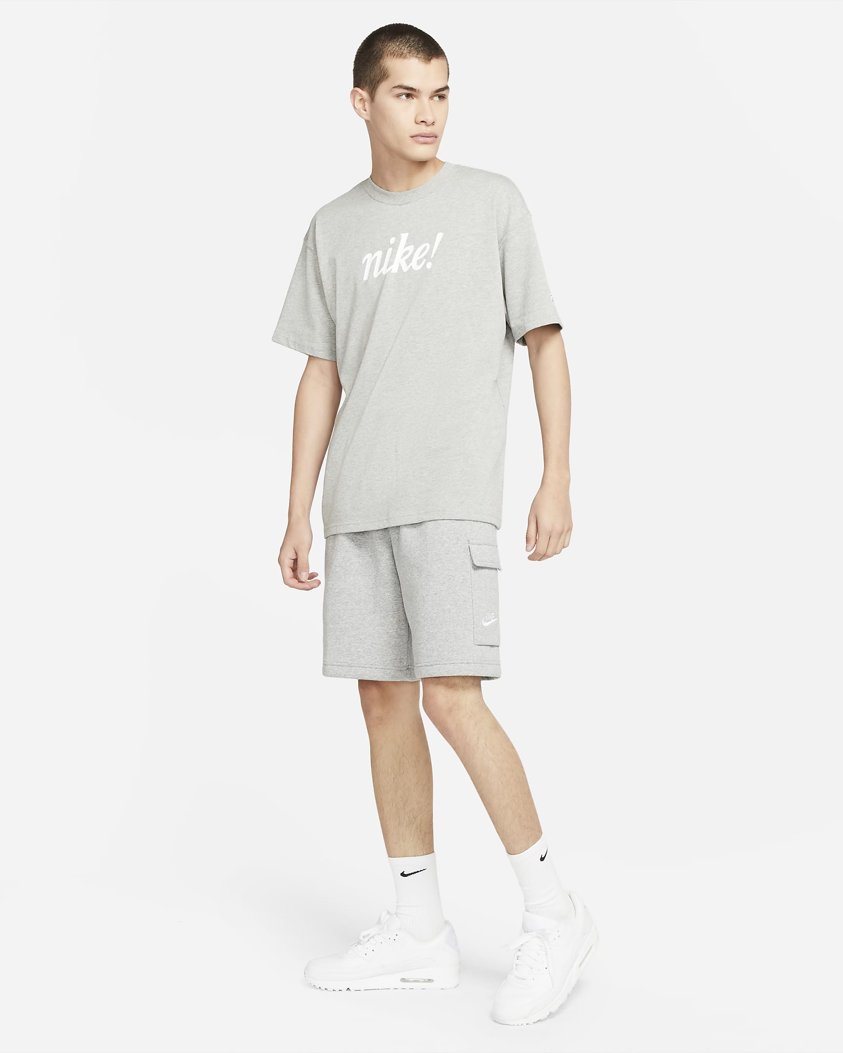 Nike Sportswear Club Men's Cargo Shorts - Dark Grey Heather/Matte Silver/White