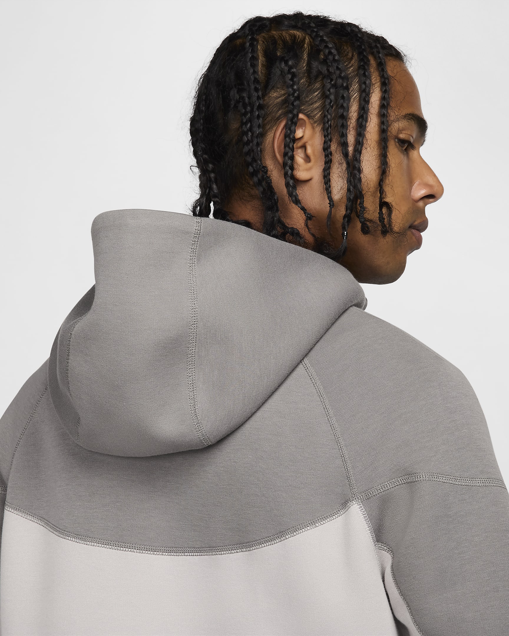 Sweat à capuche et zip Nike Sportswear Tech Fleece Windrunner pour homme - Light Iron Ore/Flat Pewter/Noir