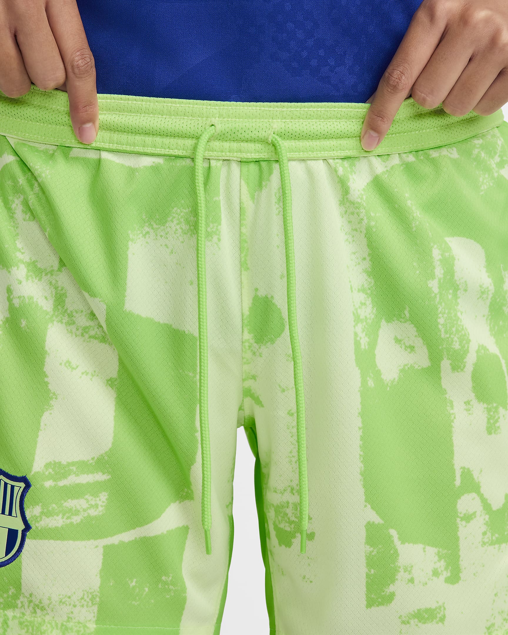 3e short de foot replica Nike Dri-FIT FC Barcelona 2024/25 Stadium pour femme - Barely Volt/Lime Blast/Old Royal