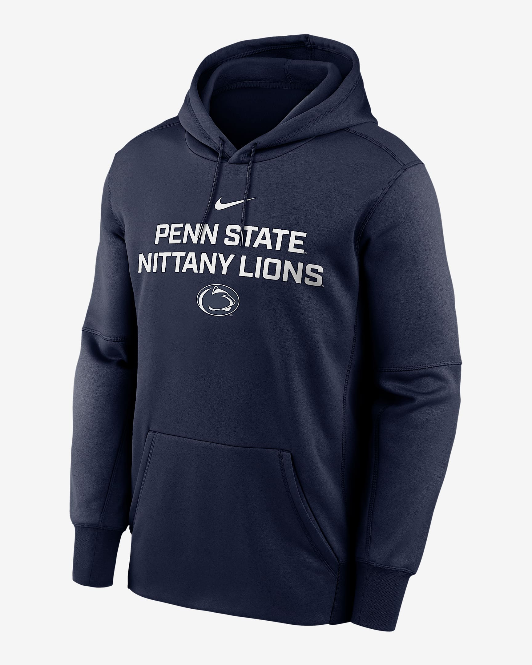 Sudadera con gorro sin cierre universitaria Nike Therma para hombre Penn State Team Stacked - Azul marino