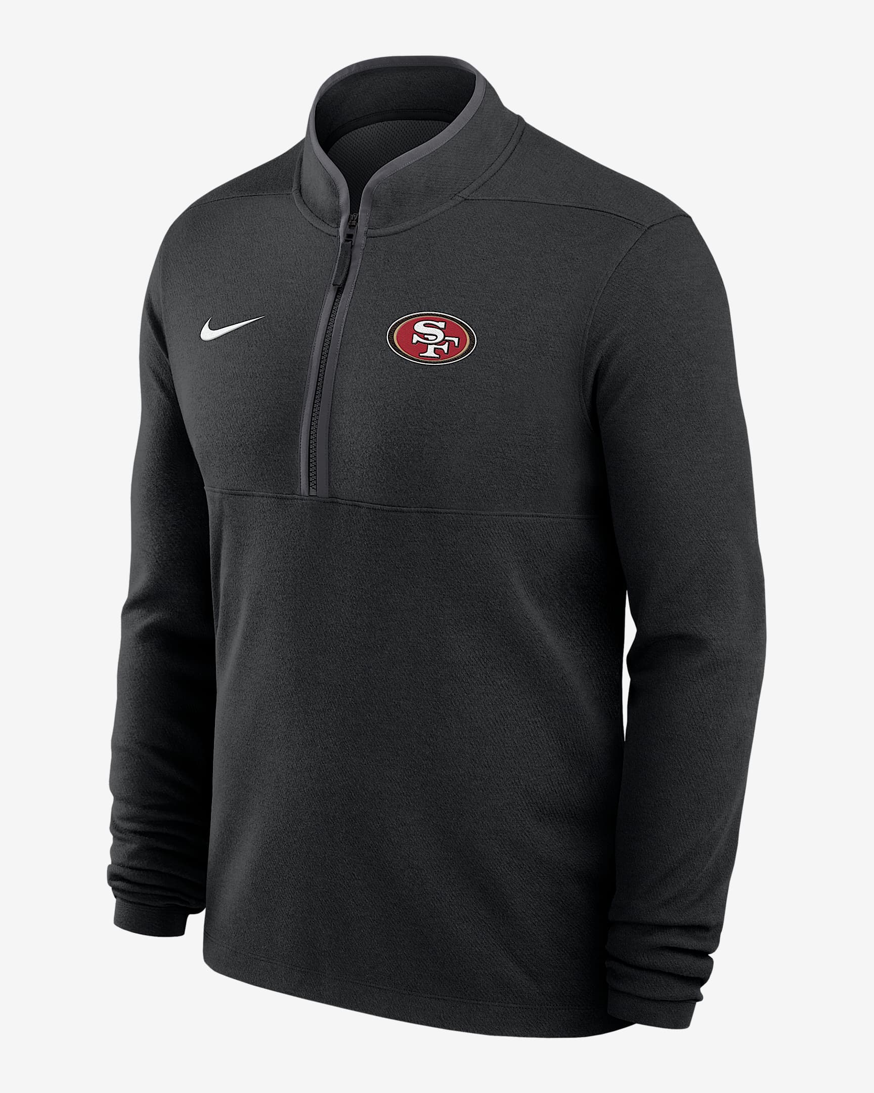 San Francisco 49ers Logo Victory Men's Nike Dri-FIT NFL 1/2-Zip Long-Sleeve Top - Black