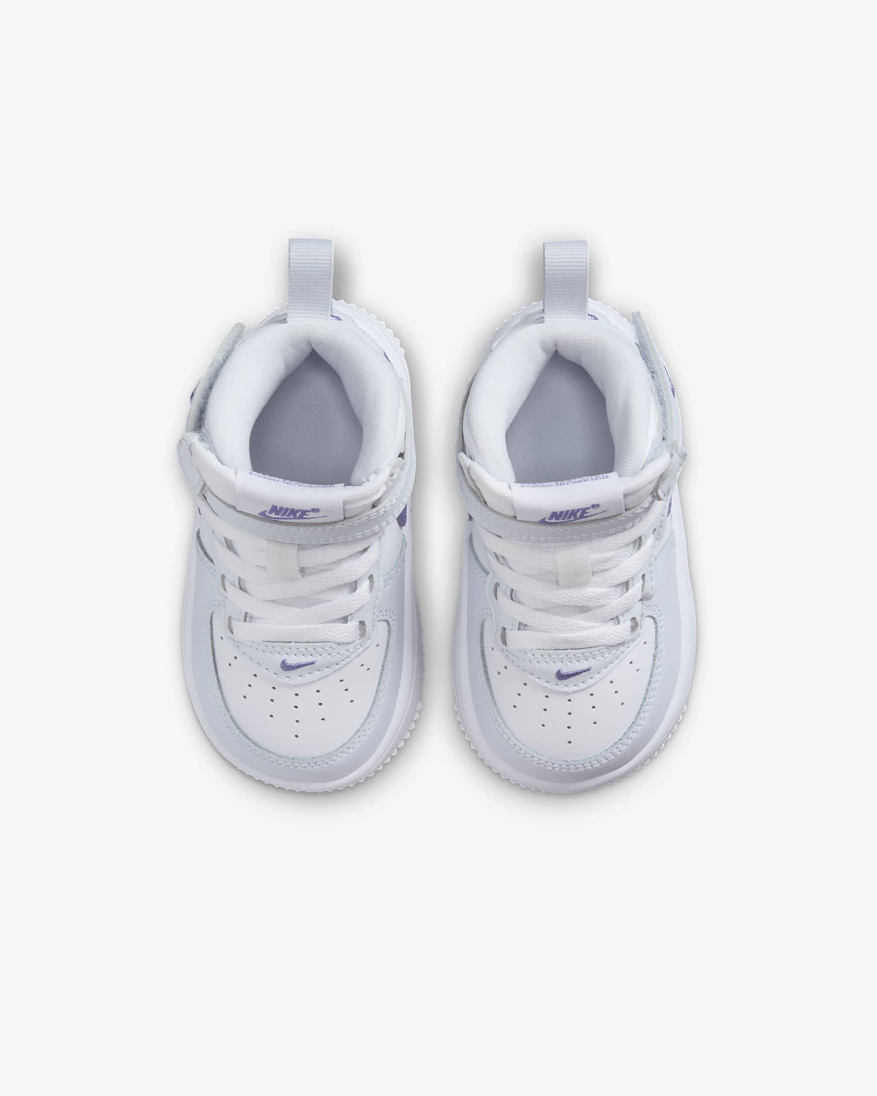 Tenis para bebé e infantil Nike Force 1 Mid EasyOn - Gris fútbol/Blanco/Violeta persa