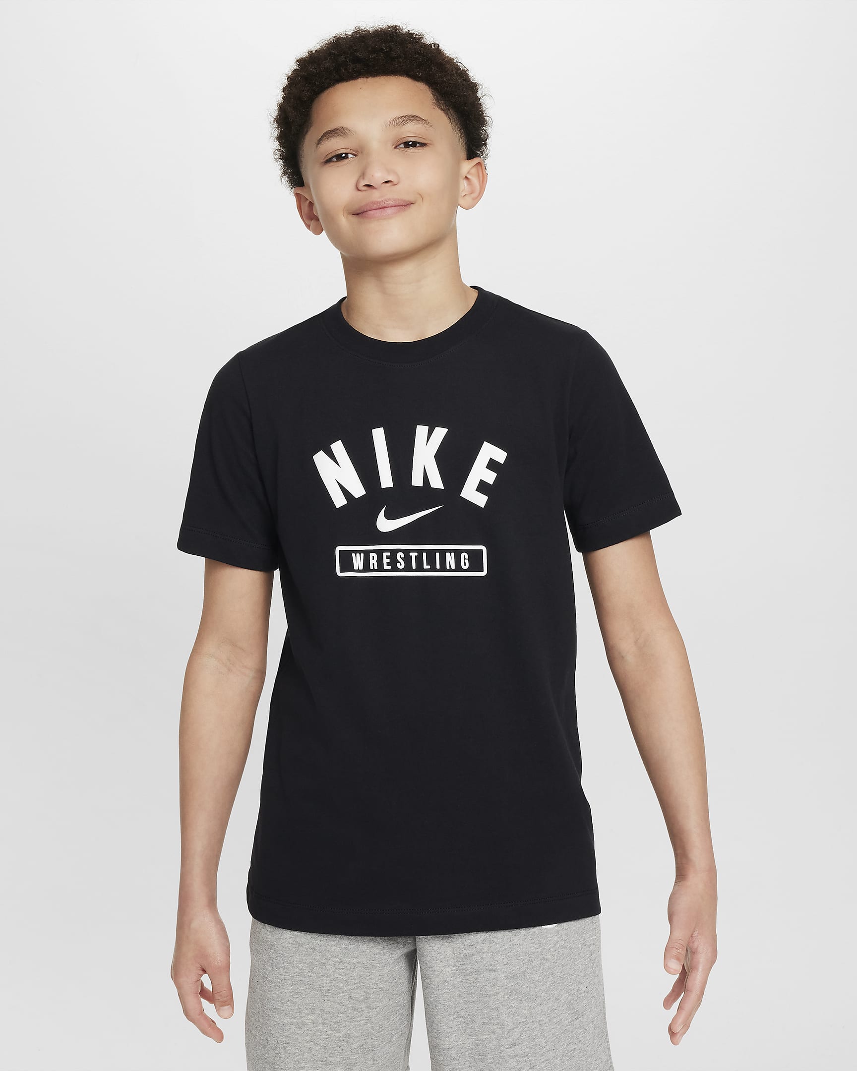 Playera de lucha para niños talla grande Nike - Negro/Blanco