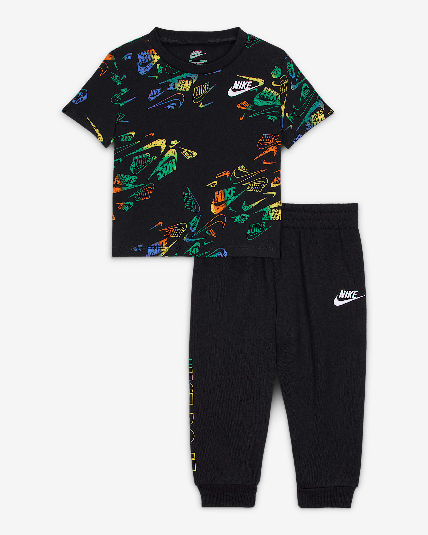 Conjunto de playera y pants Reveal Printed para bebé (12-24M) Nike Sportswear - Negro