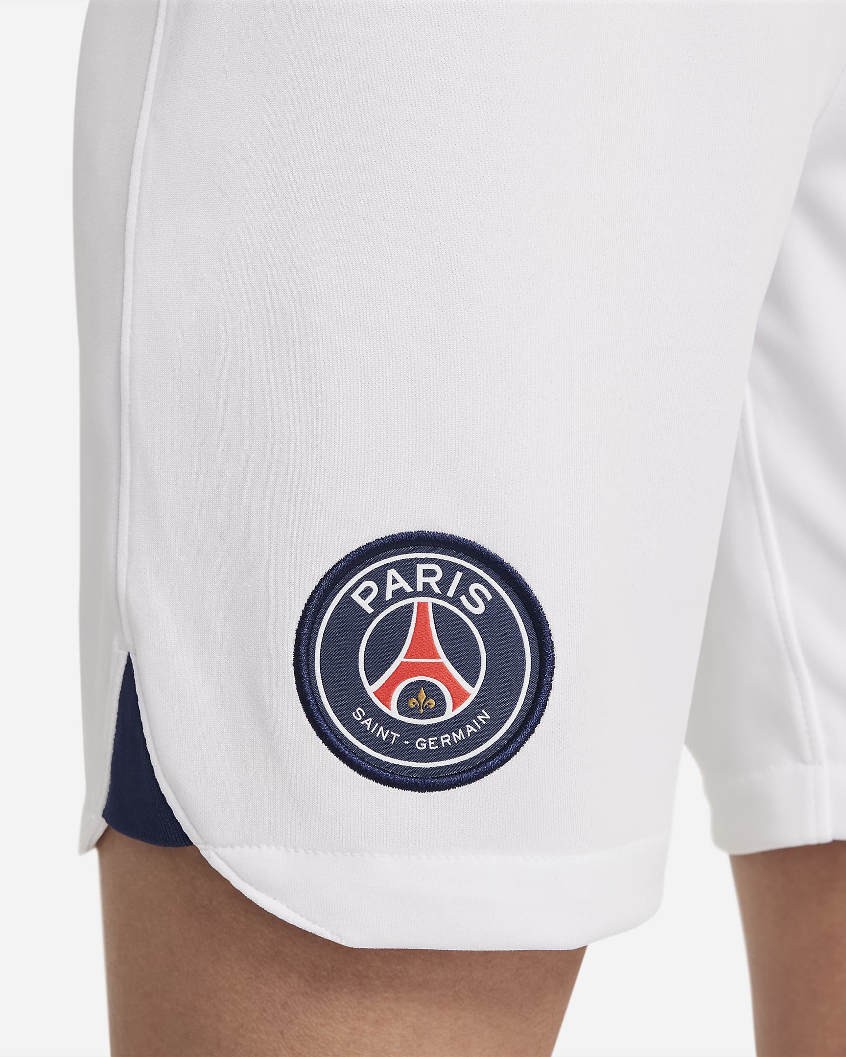 Shorts de fútbol Nike Dri-FIT del Paris Saint-Germain local/visitante 2023/24 Stadium para niños talla grande - Blanco/Azul marino medianoche/Azul marino medianoche