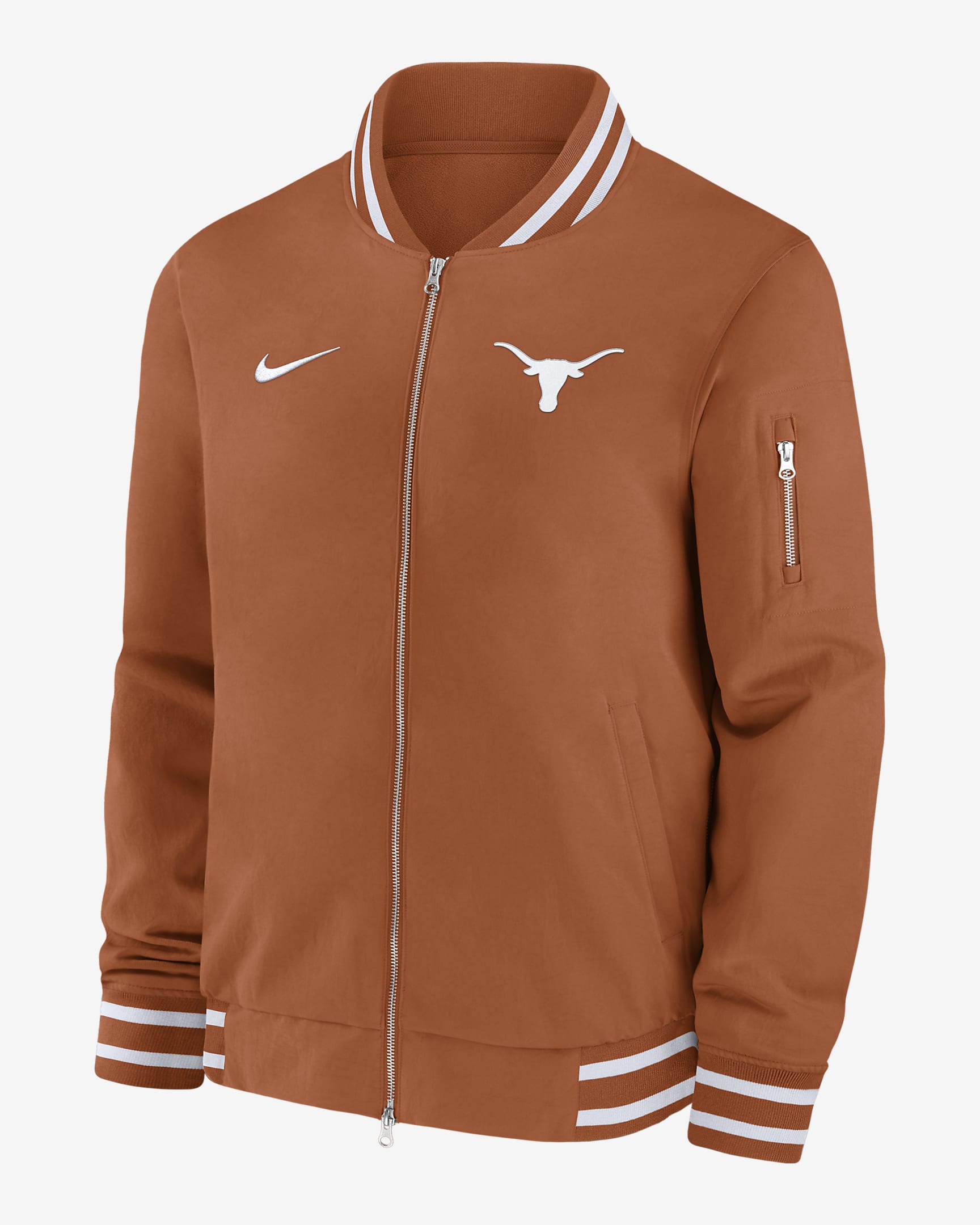 Texas Longhorns Sideline Men's Nike College Full-Zip Bomber Jacket - Desert Orange