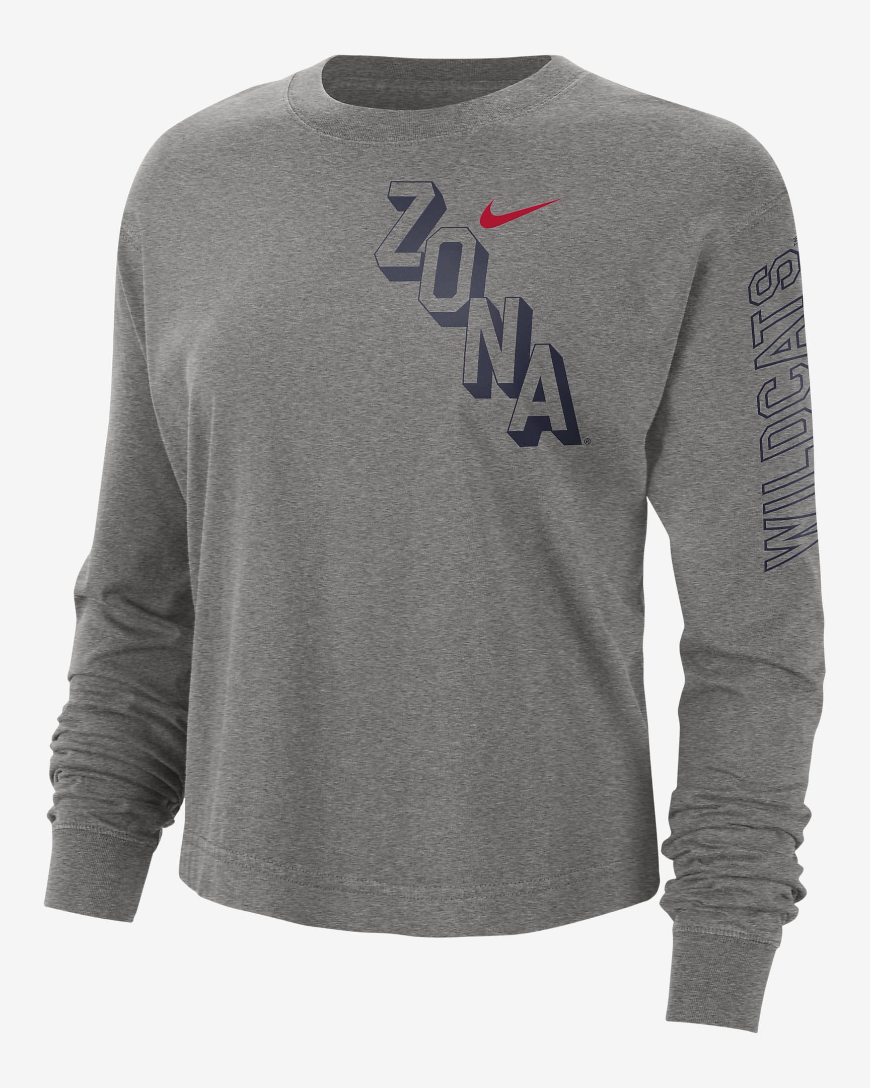 Arizona Heritage Women's Nike College Boxy Crew-Neck T-Shirt - Dark Grey Heather