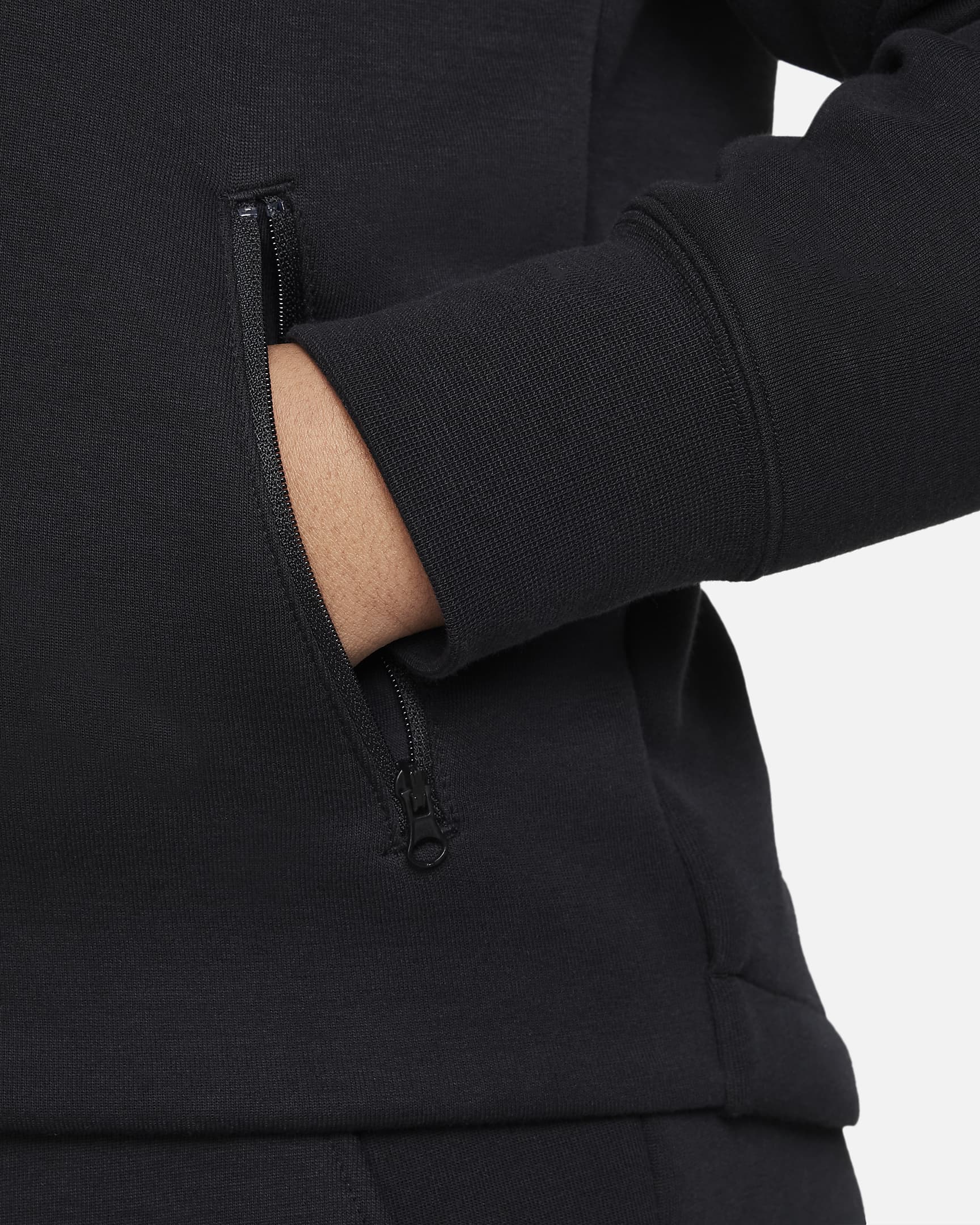 Nike Sportswear Tech Fleece Hoodie met rits over de hele lengte voor meisjes (ruimere maten) - Zwart/Zwart/Zwart