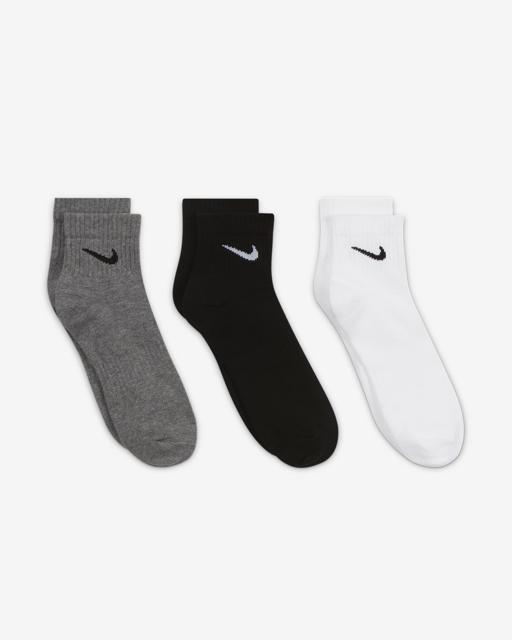 Nike Everyday Lightweight ankelsokker til trening (3 par) - Flerfarget