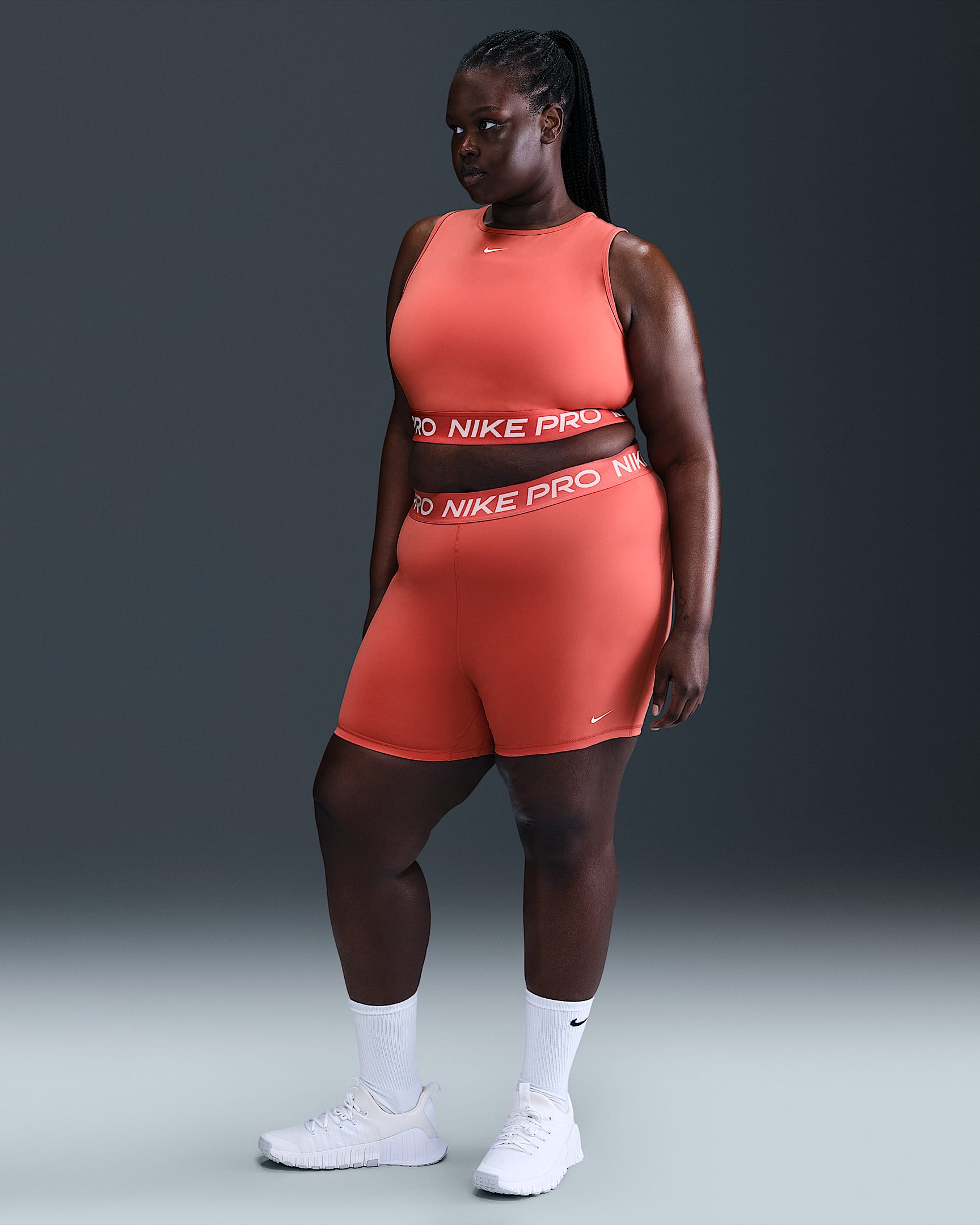 Nike Pro 365 Women's 5" Shorts (Plus Size) - Magic Ember/White/White