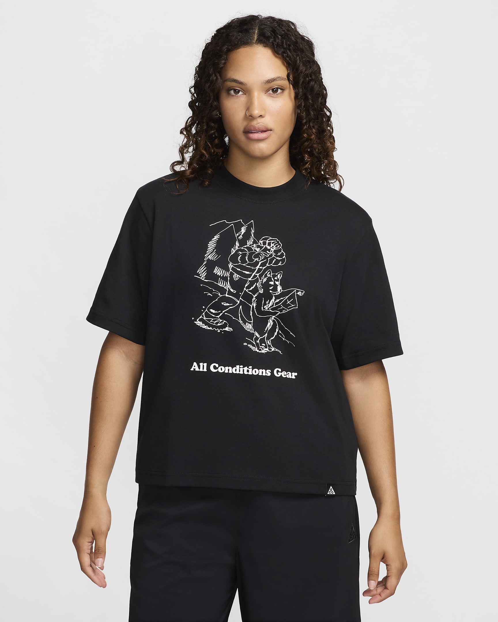 T-shirt folgada com grafismo Nike ACG para mulher - Preto