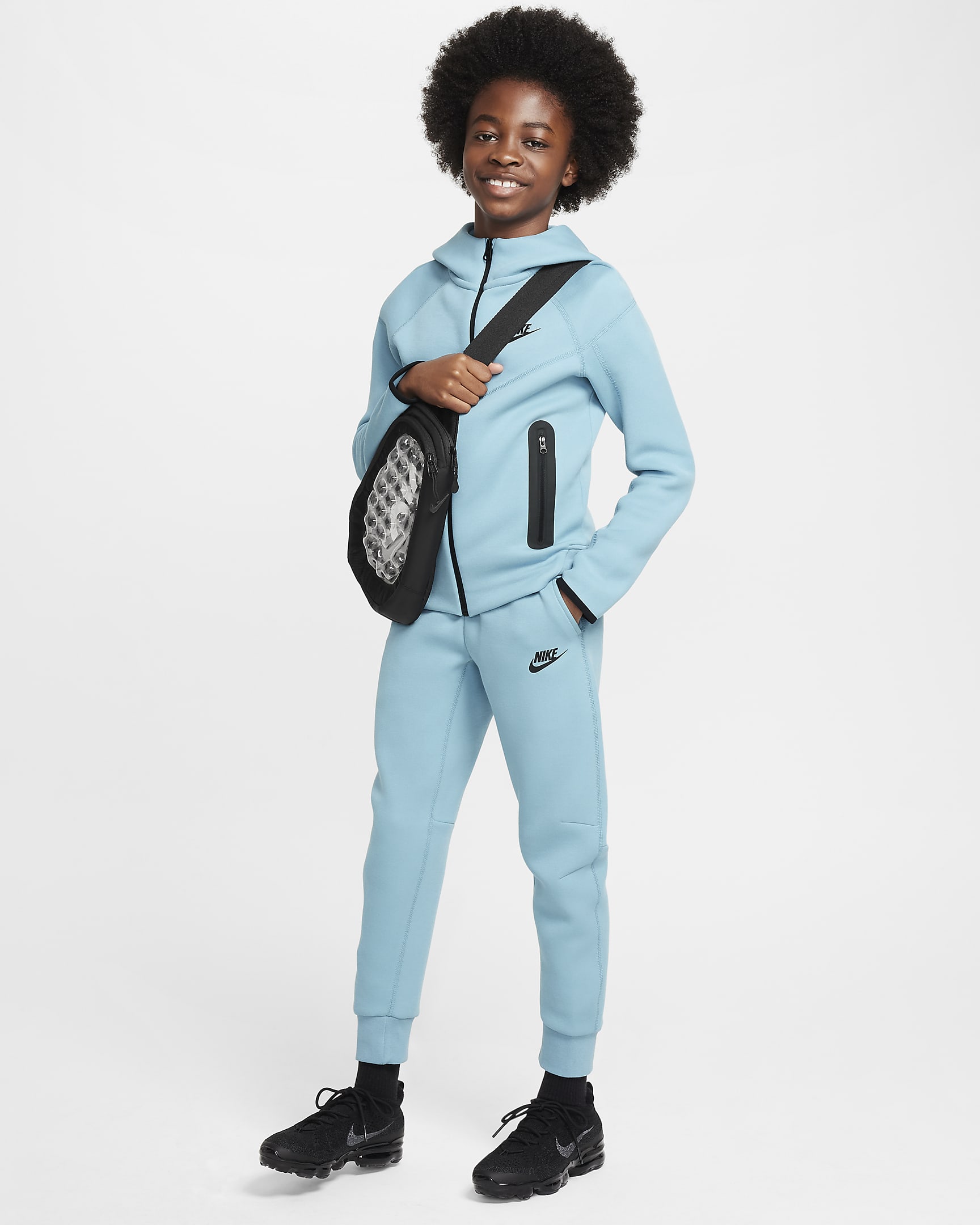 Nike Sportswear Tech Fleece Older Kids' (Boys') Trousers - Denim Turquoise/Black/Black